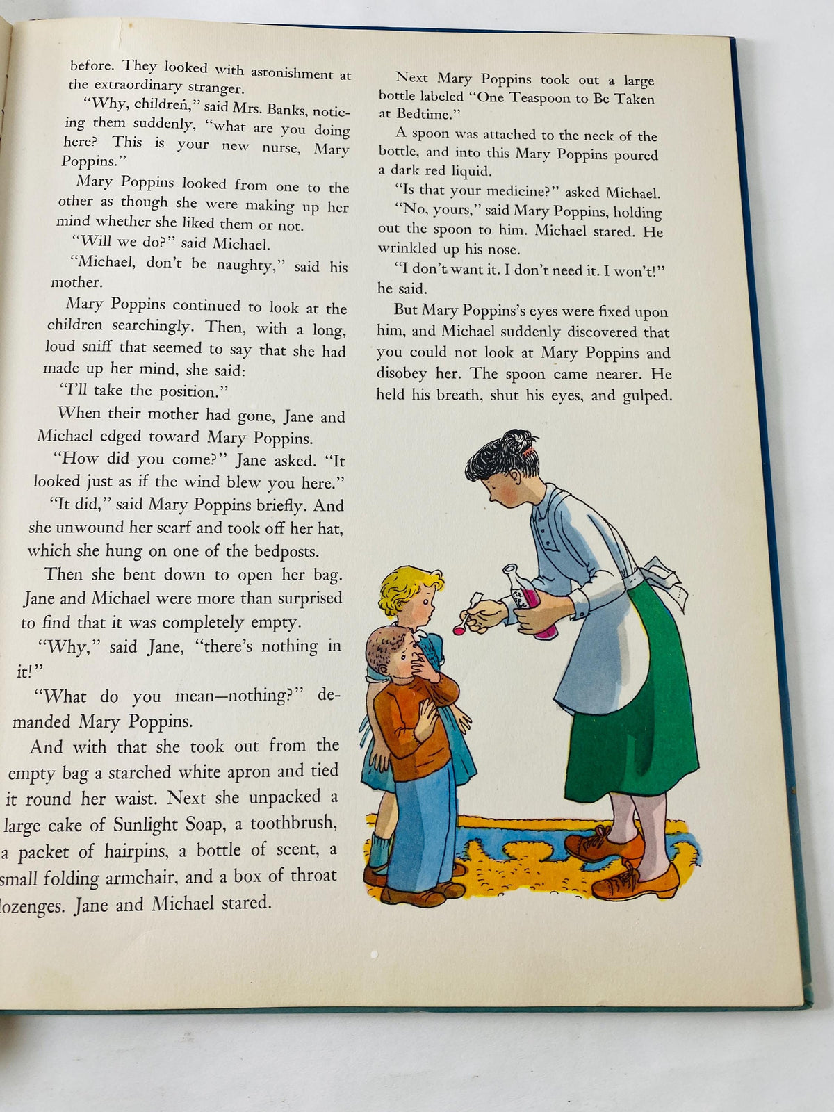 Mary Poppins vintage FIRST EDITION Big Golden book circa 1952 pictures by Gertrude Elliott children's Christmas gift