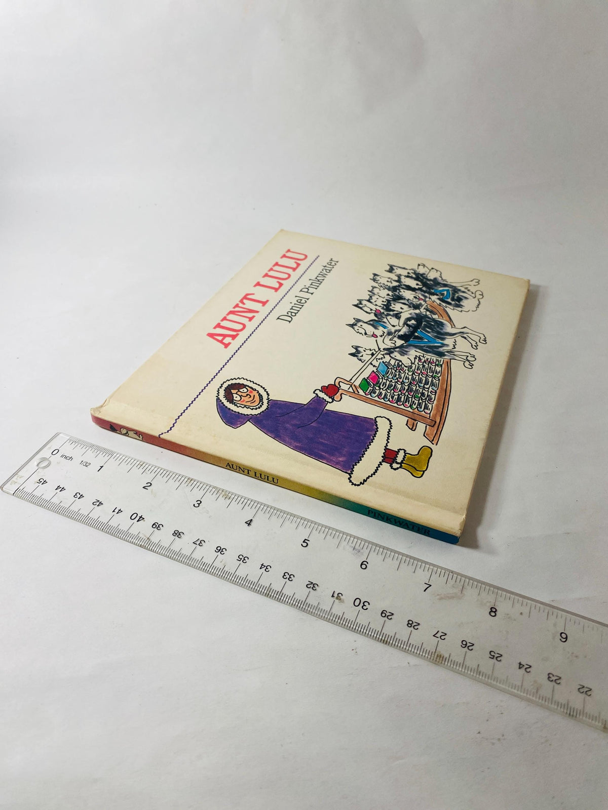Aunt Lulu vintage book by Daniel P inkwater children's illustrated picture book about a librarian in Alaska with 14 husky sled dogs
