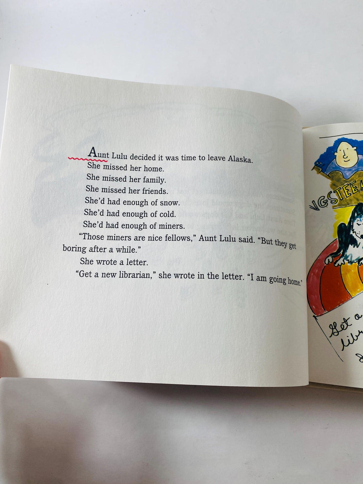 Aunt Lulu vintage book by Daniel P inkwater children's illustrated picture book about a librarian in Alaska with 14 husky sled dogs