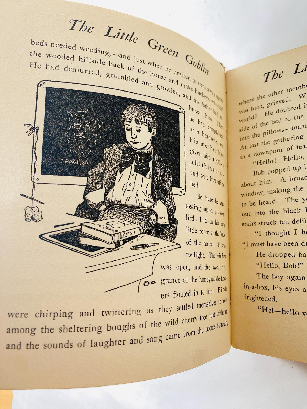 Little Green Goblin FIRST EDITION vintage book by Naylor published by Saalfield Publishing circa 1907, Fairies Poor Condition Halloween