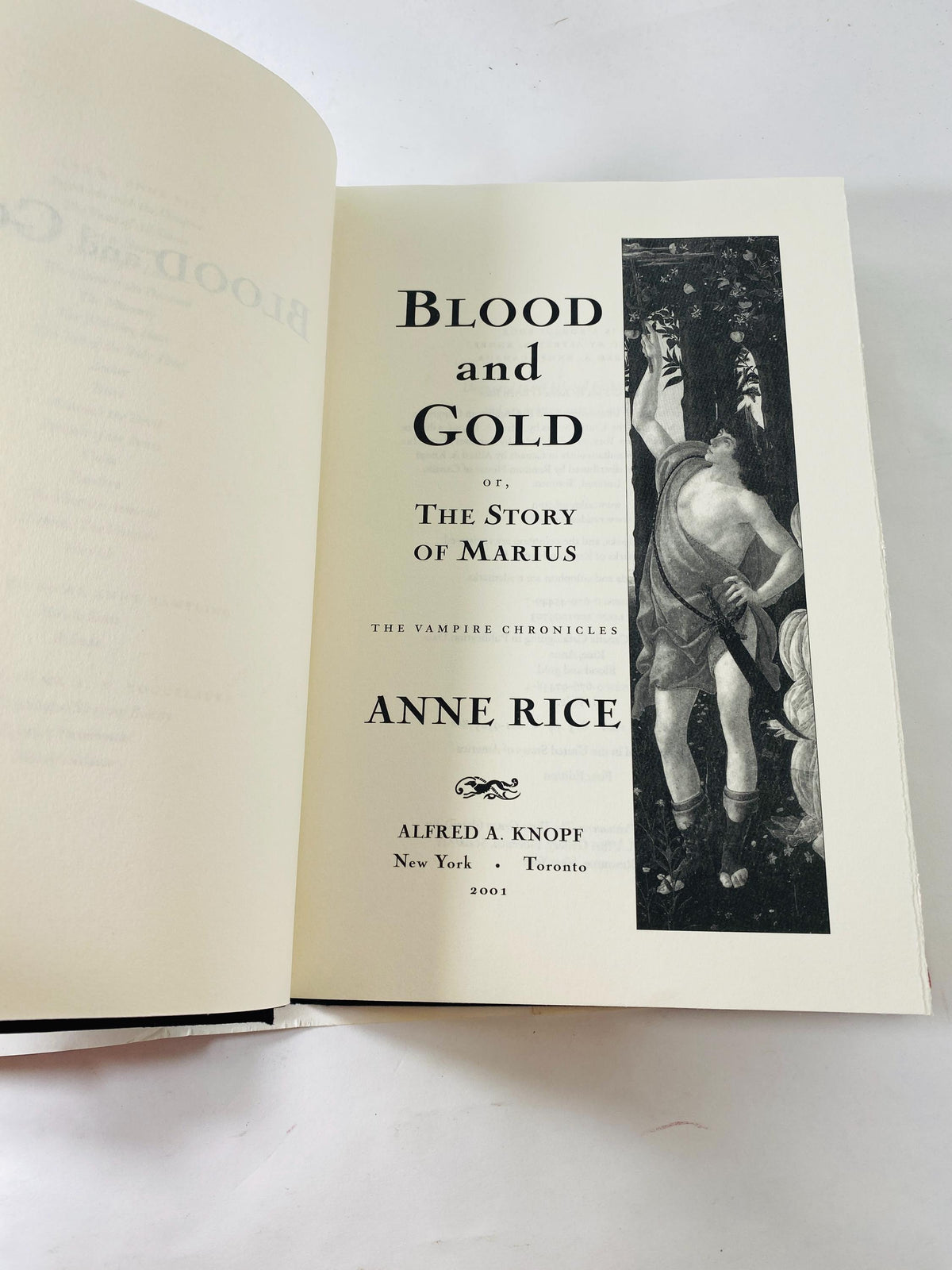 Blood and Gold Story of Marius by Anne Rice Vintage First Edition book circa 2001 Vampire horror decor Lestat Collectible gift