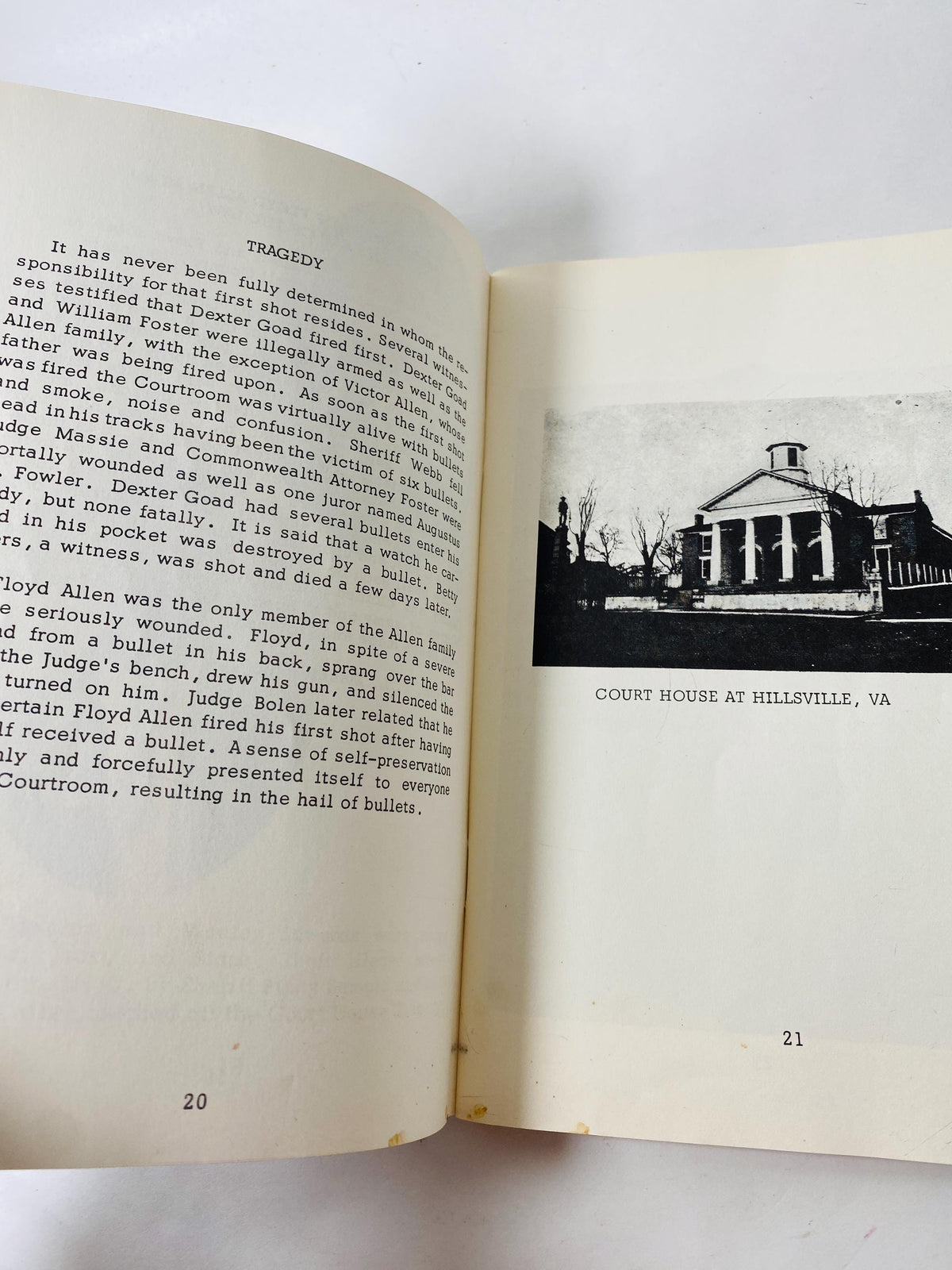 The Courthouse Tragedy, Hillsville, VA written by Rufus Gardner circa 1962 notorious Carroll County Courthouse Shootout