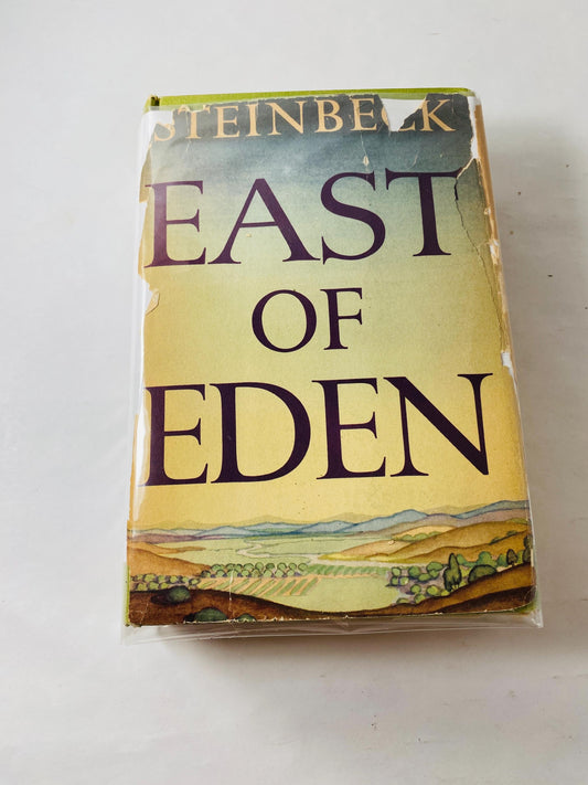 FIRST EDITION East of Eden book by John Steinbeck circa 1952 third printing Vintage Viking Press winner of the Nobel Priz Green home decor