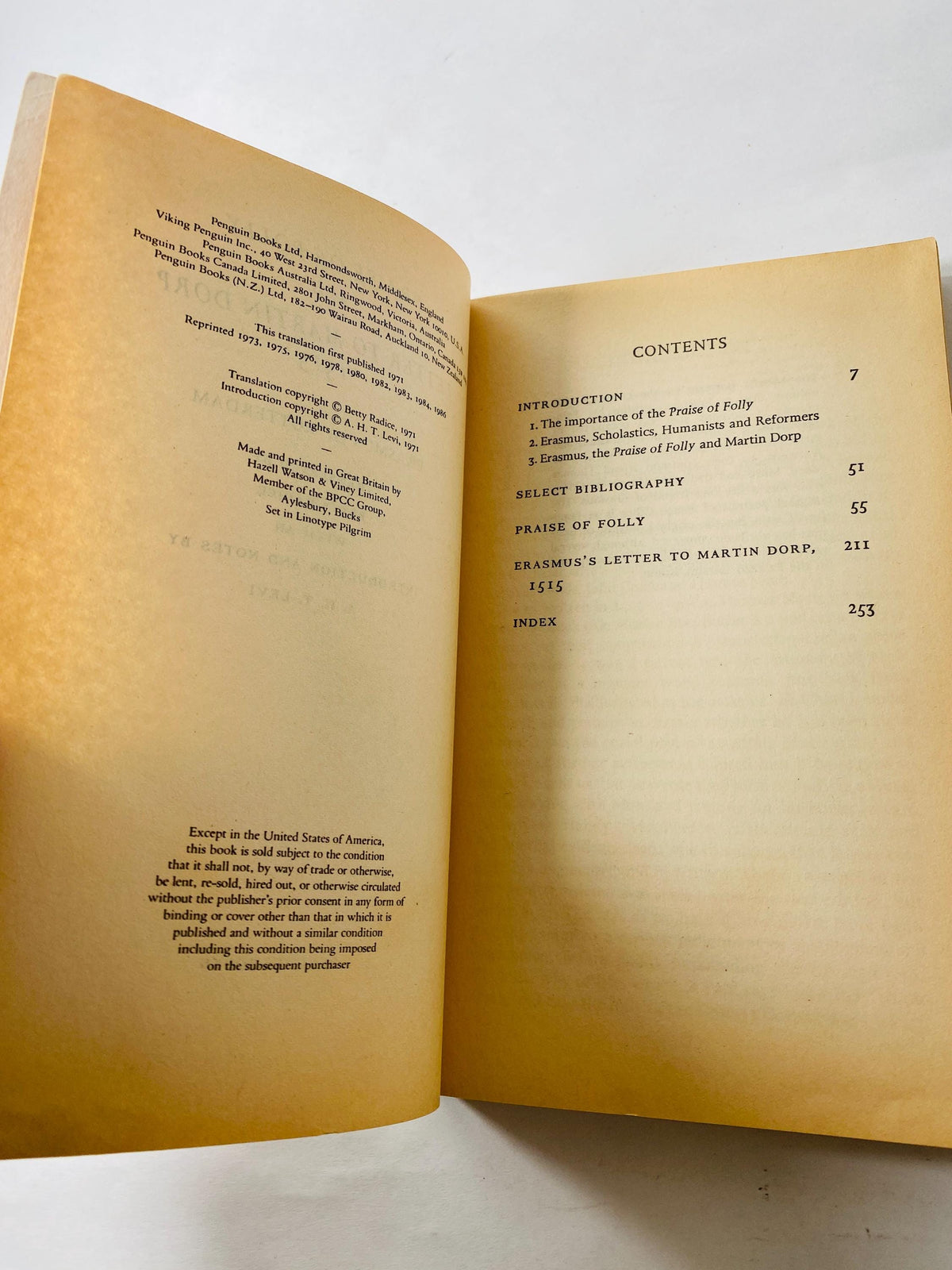 1986 Erasmus In Praise of Folly vintage Penguin Classics paperback book Satirical attack on superstitions European traditions Western Church