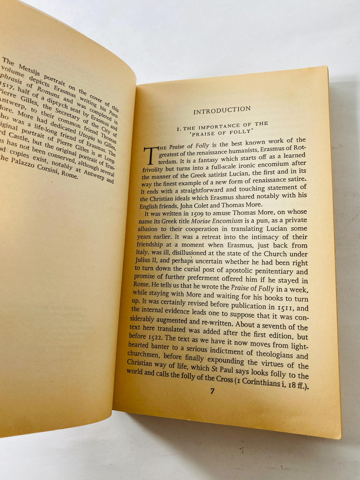 1986 Erasmus In Praise of Folly vintage Penguin Classics paperback book Satirical attack on superstitions European traditions Western Church