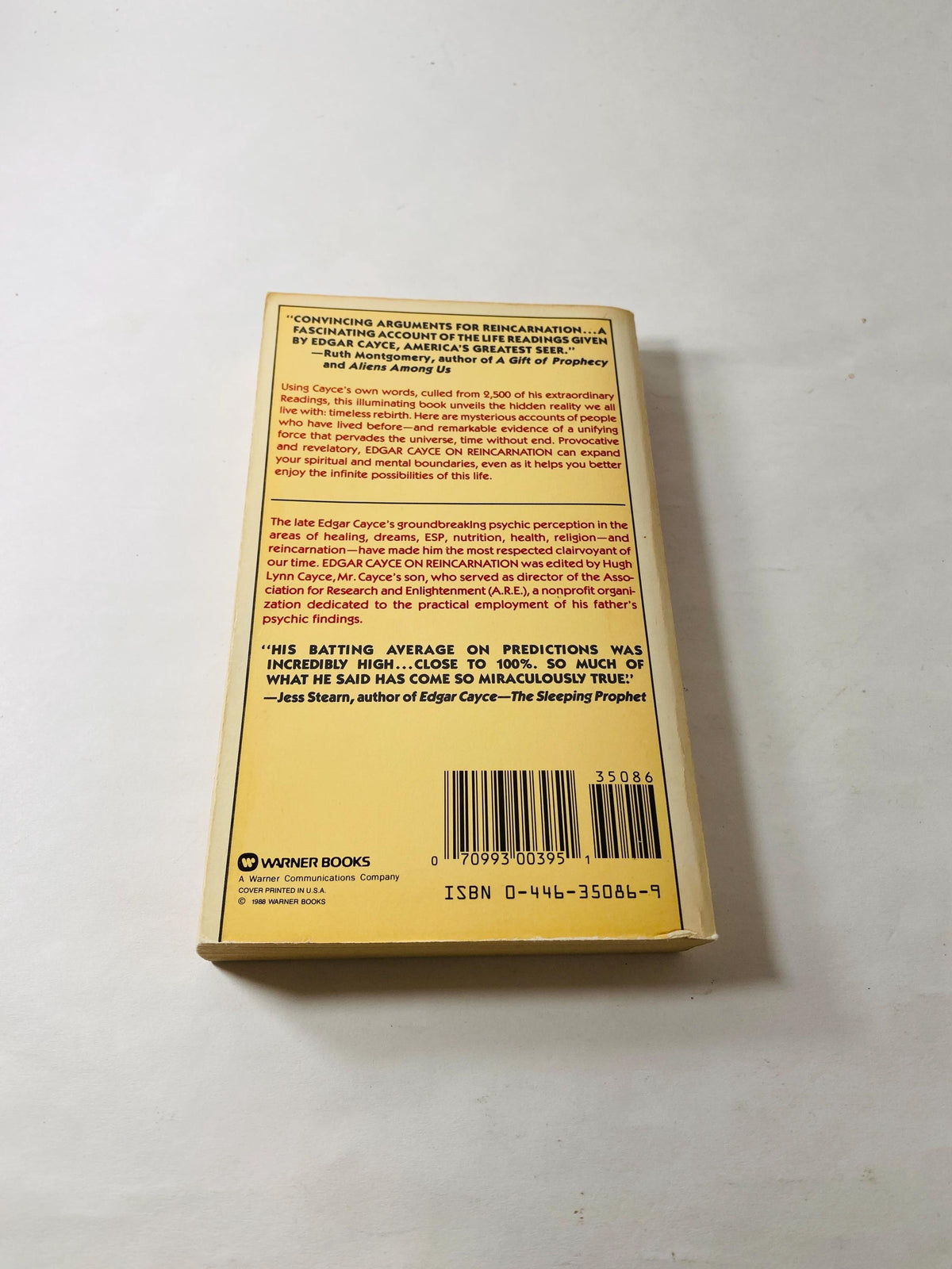 Edgar Cayce on Reincarnation vintage paperback book by Noel Langley circa 1967 Occult speak communication with deceased spirit Past Lives
