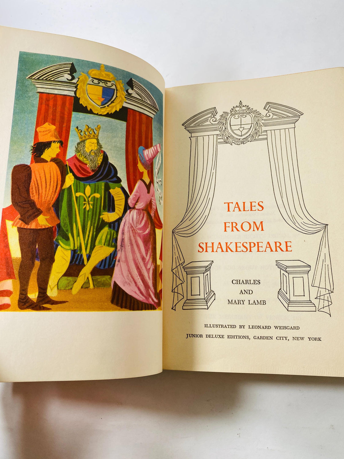 Tales from Shakespeare vintage children's book by Charles and Mary Lamb circa 1955 Leonard Weisgard illustrations