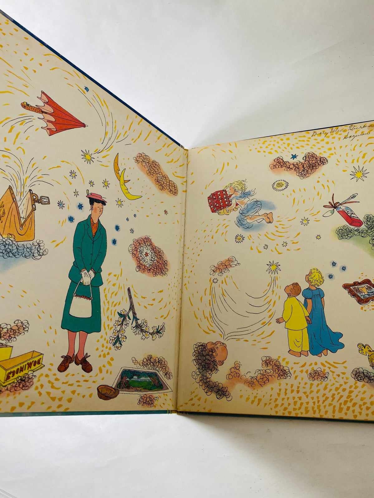 Mary Poppins vintage FIRST EDITION Big Golden book circa 1952 pictures by Gertrude Elliott children's Christmas gift
