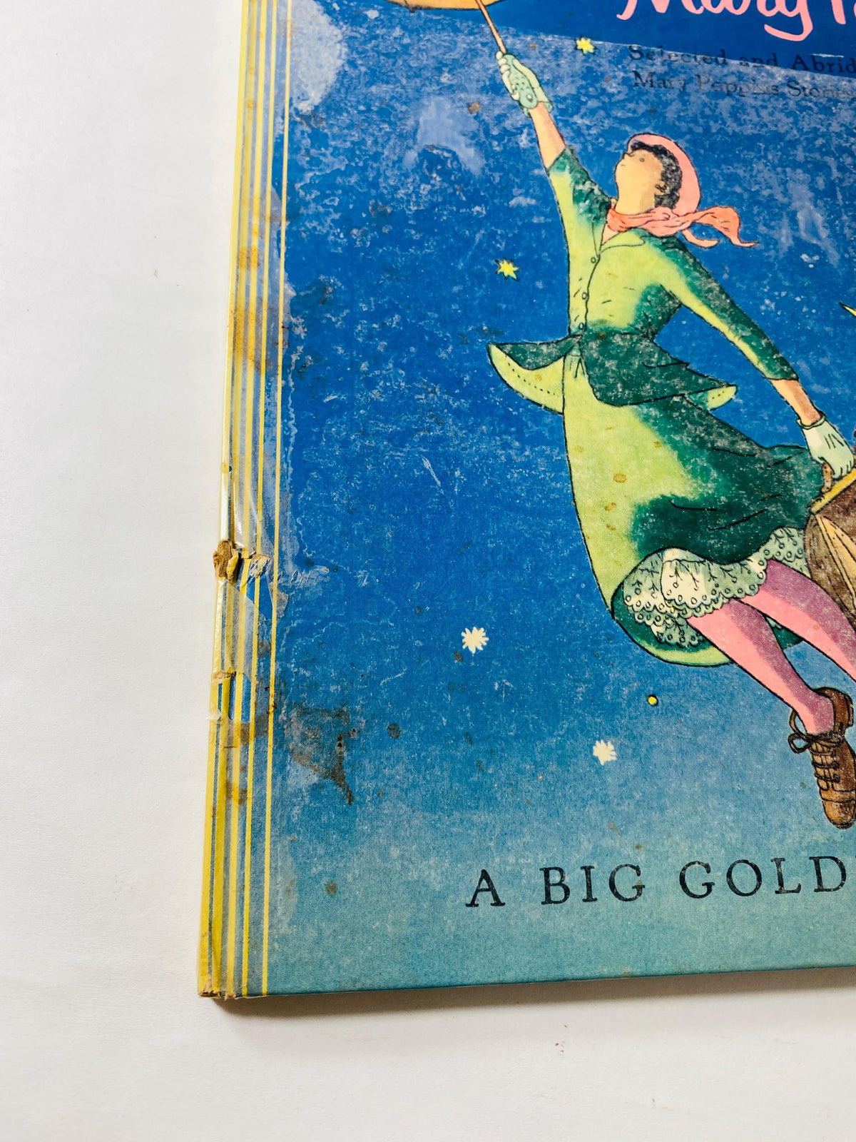 Mary Poppins vintage FIRST EDITION Big Golden book circa 1952 pictures by Gertrude Elliott children's Christmas gift