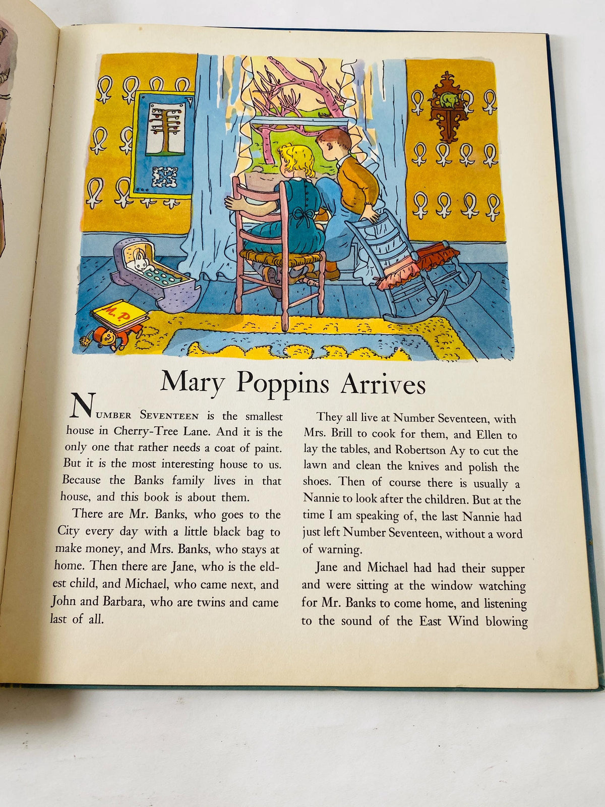 Mary Poppins vintage FIRST EDITION Big Golden book circa 1952 pictures by Gertrude Elliott children's Christmas gift