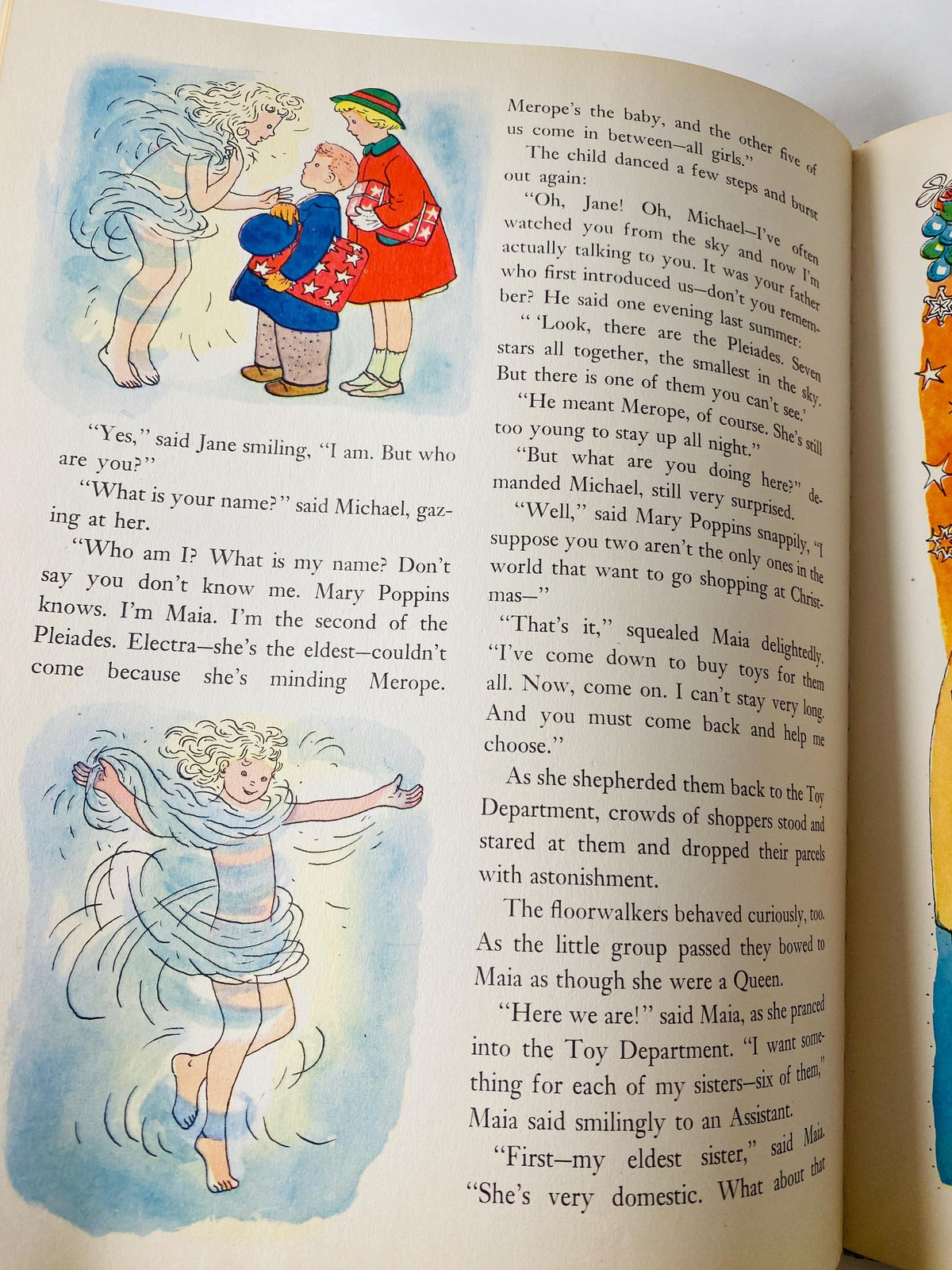 Mary Poppins vintage FIRST EDITION Big Golden book circa 1952 pictures by Gertrude Elliott children's Christmas gift