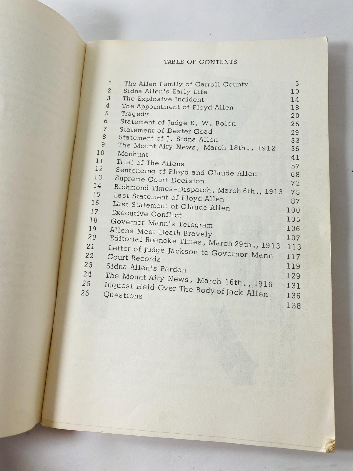 The Courthouse Tragedy, Hillsville, VA written by Rufus Gardner circa 1962 notorious Carroll County Courthouse Shootout