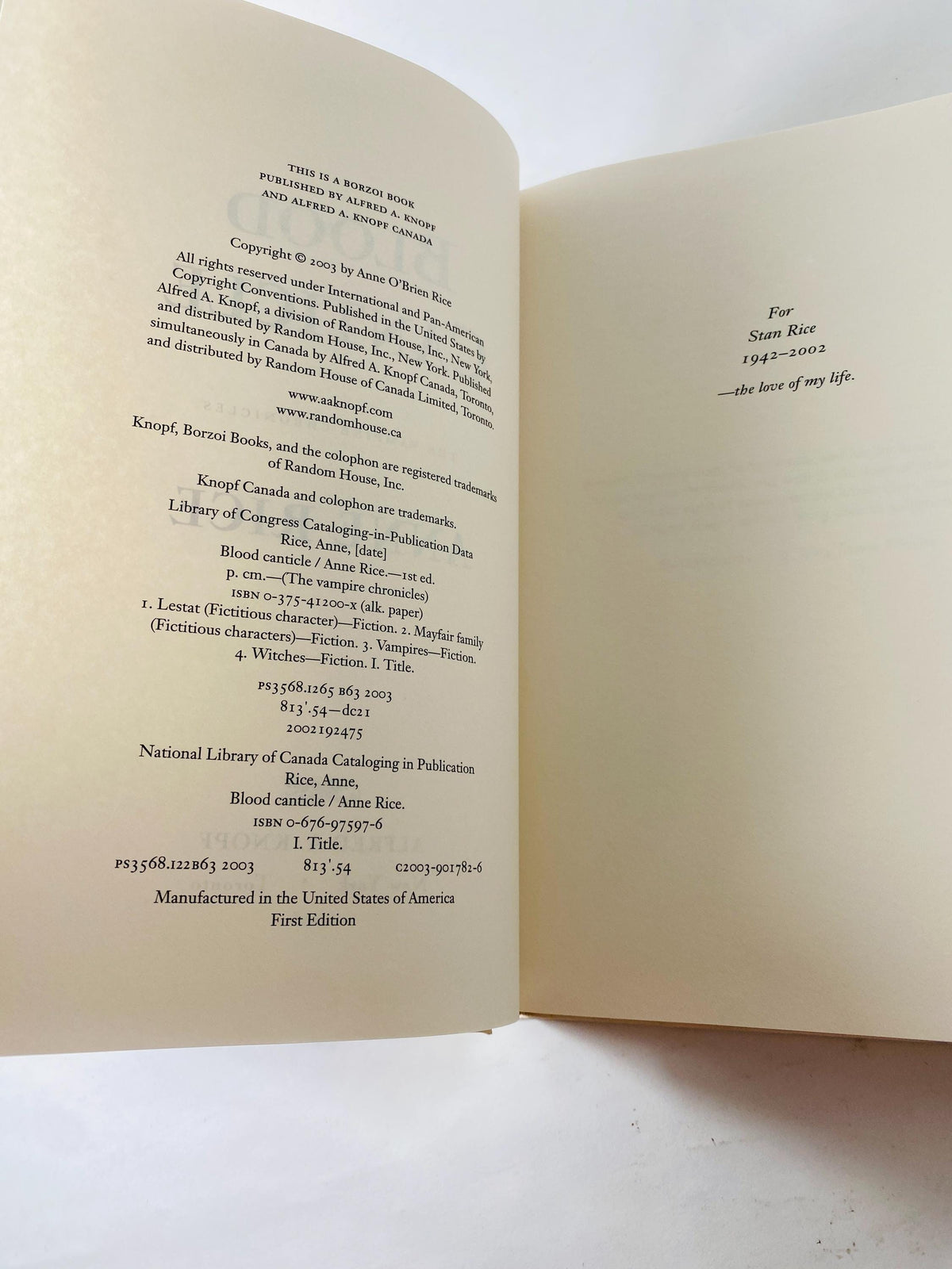 Blood Canticle by Anne Rice Vintage First Edition book circa 2003 Vampire Chronicles horror decor Lestat Collectible gift
