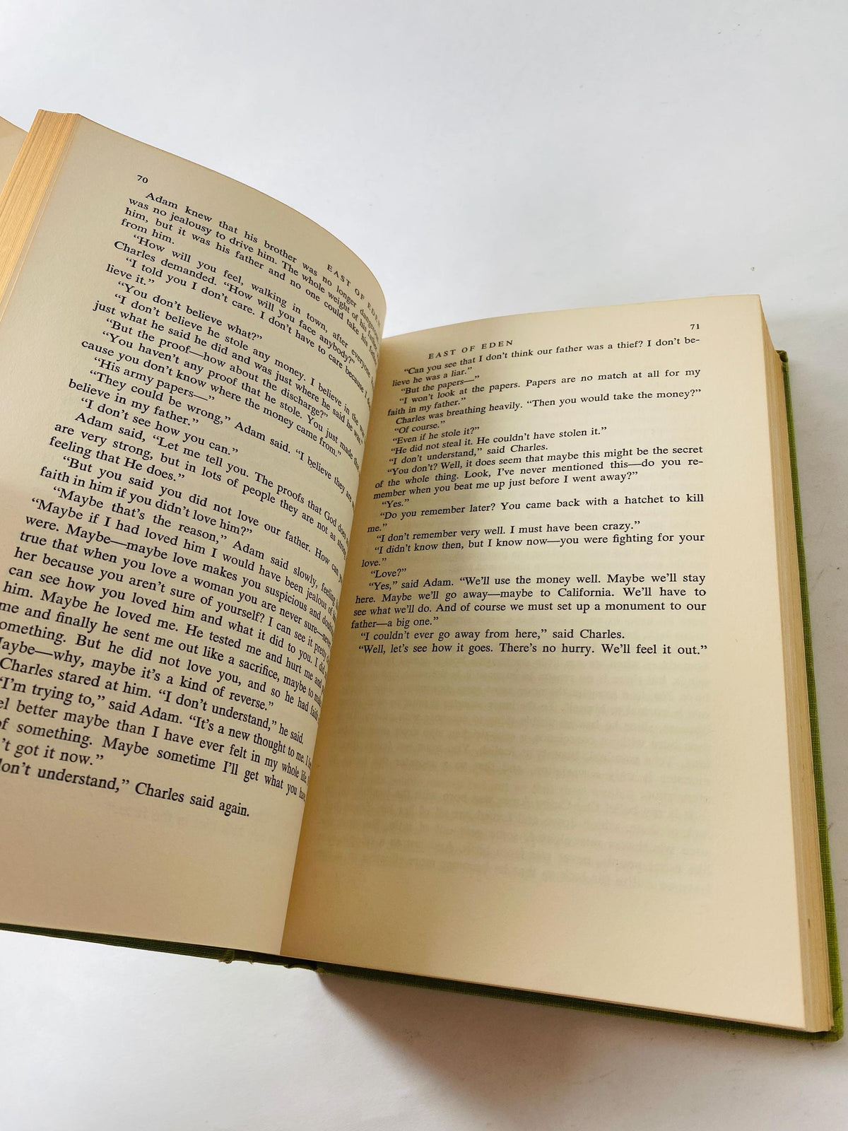 FIRST EDITION East of Eden book by John Steinbeck circa 1952 third printing Vintage Viking Press winner of the Nobel Priz Green home decor