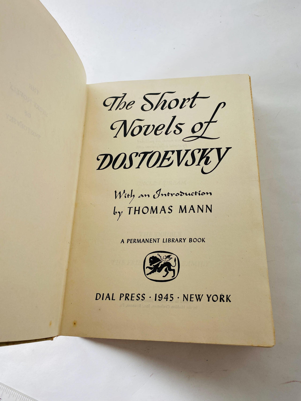 Fyodor Dostoevsky BEAUTIFUL beige vintage book of short stories circa 1945 Gambler Notes from Underground Uncle's Dream Eternal Husband