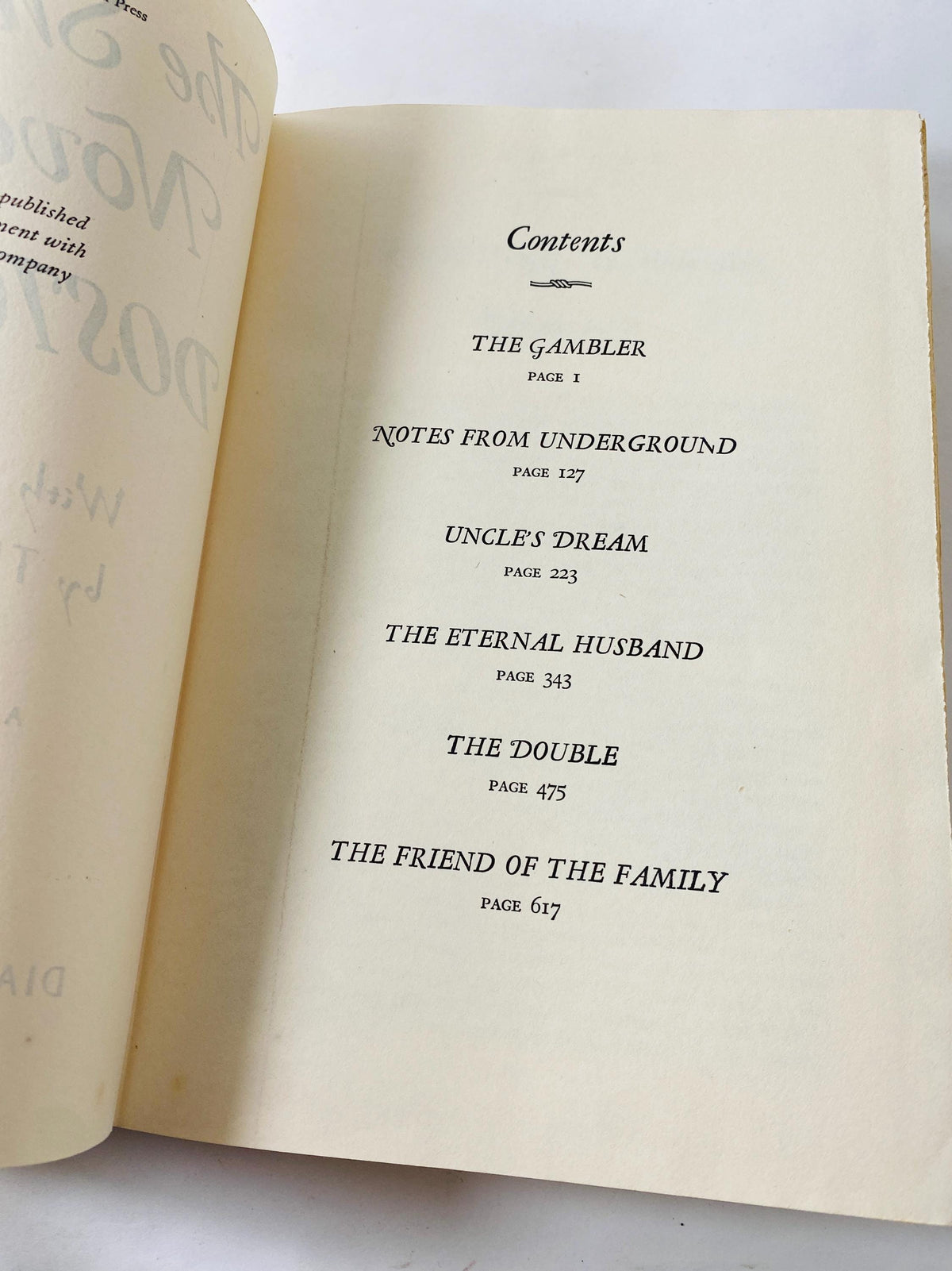 Fyodor Dostoevsky BEAUTIFUL beige vintage book of short stories circa 1945 Gambler Notes from Underground Uncle's Dream Eternal Husband