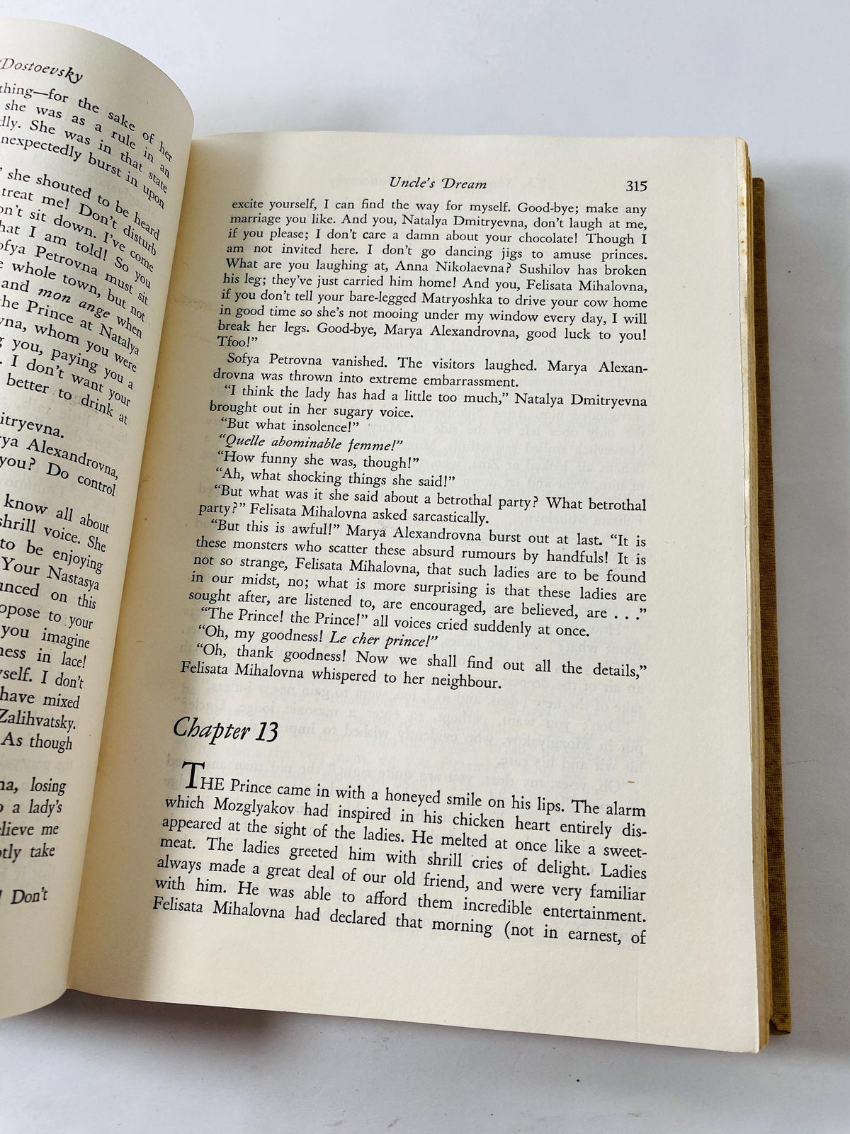 Fyodor Dostoevsky BEAUTIFUL beige vintage book of short stories circa 1945 Gambler Notes from Underground Uncle's Dream Eternal Husband