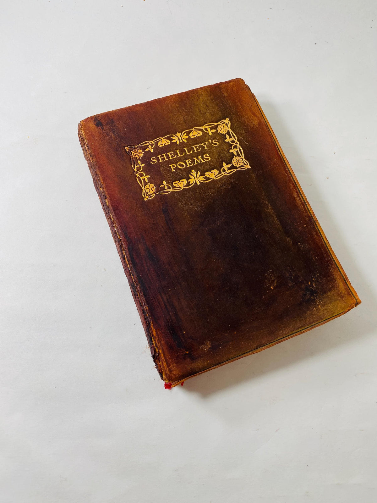 The Poetical Works of Percy Bysshe Shelley circa 1890 vintage poetry book with beautiful leather, embossed in gold. Gift