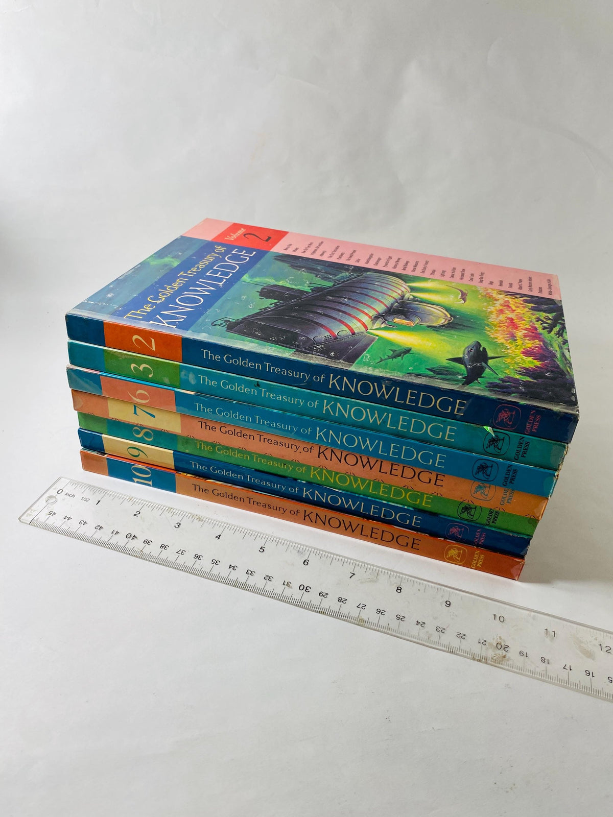 Golden Treasury of Knowledge vintage books volumes 2 3 6 7 8 9 10 Vintage children's encyclopedia circa 1961 Nursery Kids Bookshelf Decor