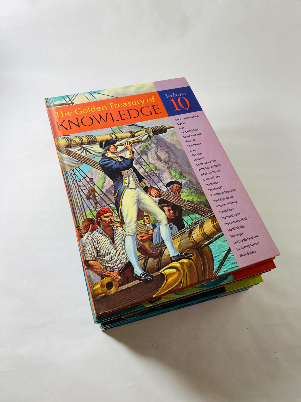 Golden Treasury of Knowledge vintage books volumes 2 3 6 7 8 9 10 Vintage children's encyclopedia circa 1961 Nursery Kids Bookshelf Decor