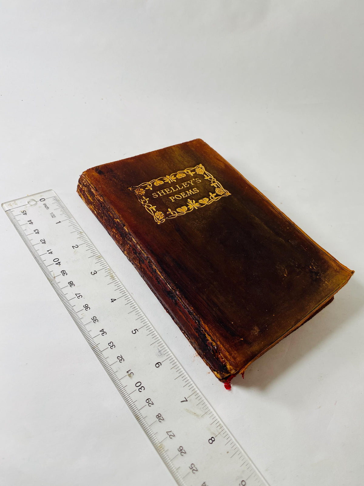 The Poetical Works of Percy Bysshe Shelley circa 1890 vintage poetry book with beautiful leather, embossed in gold. Gift