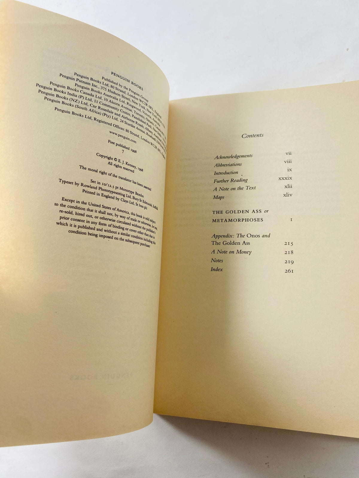 Vintage Golden Ass by Apuleius Penguin Classics Paperback book circa 1998 Kenney Translation Stocking Stuffer Penguin Classics