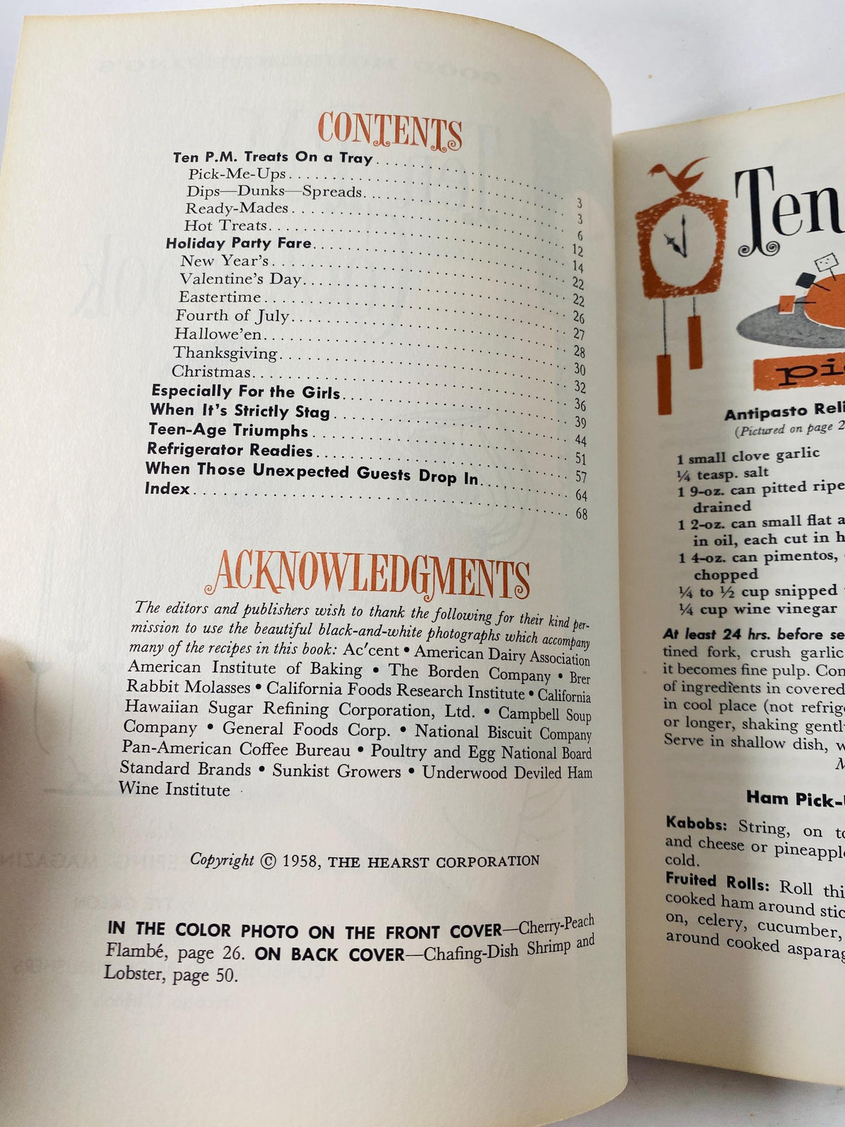 Meat Cook Book vintage Good Housekeeping cookbook pamphlet circa 1958 Casserole Around the World Ten PM breads sandwiches