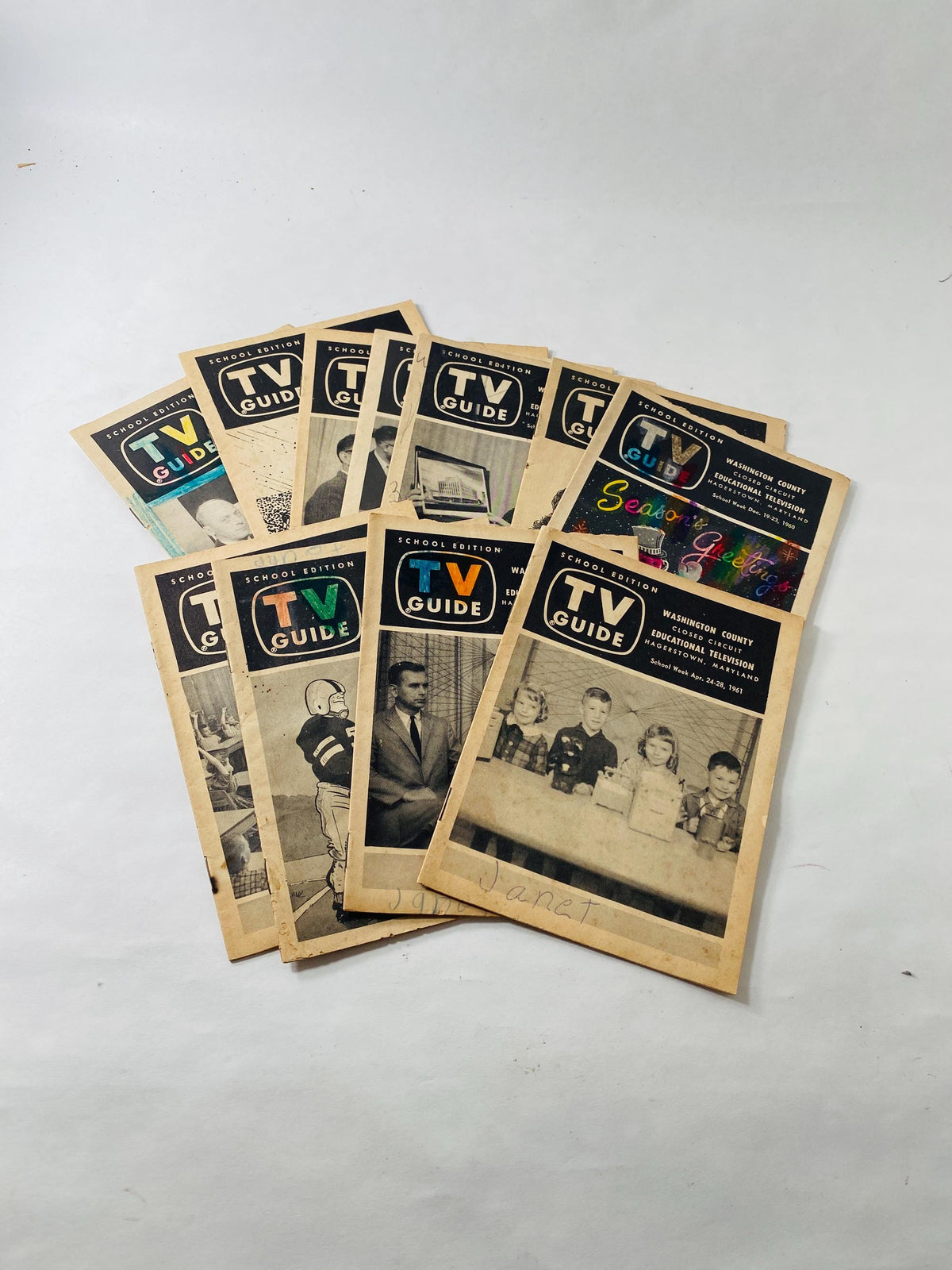 Rare 1960s Washington County MD Educational TV Guide Lot of 11 vintage booklets Hagerstown Maryland School Broadcast History Memorabilia