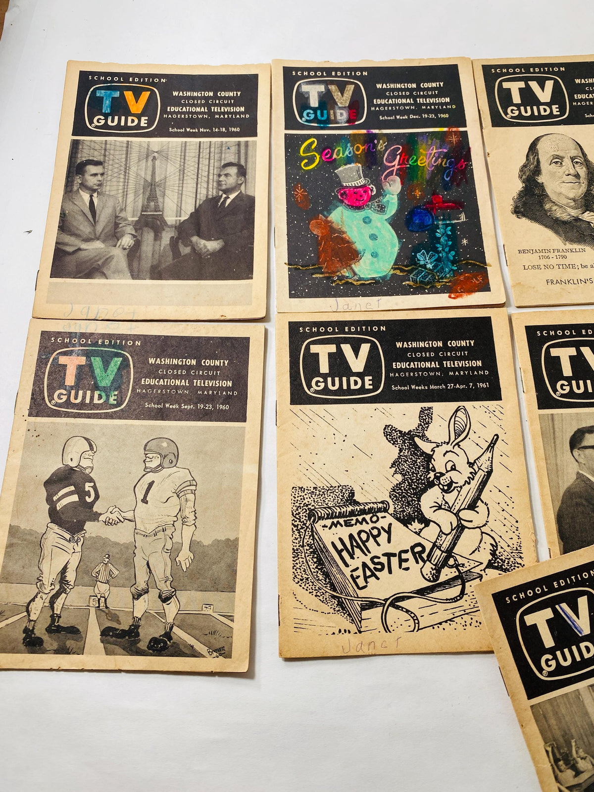 Rare 1960s Washington County MD Educational TV Guide Lot of 11 vintage booklets Hagerstown Maryland School Broadcast History Memorabilia