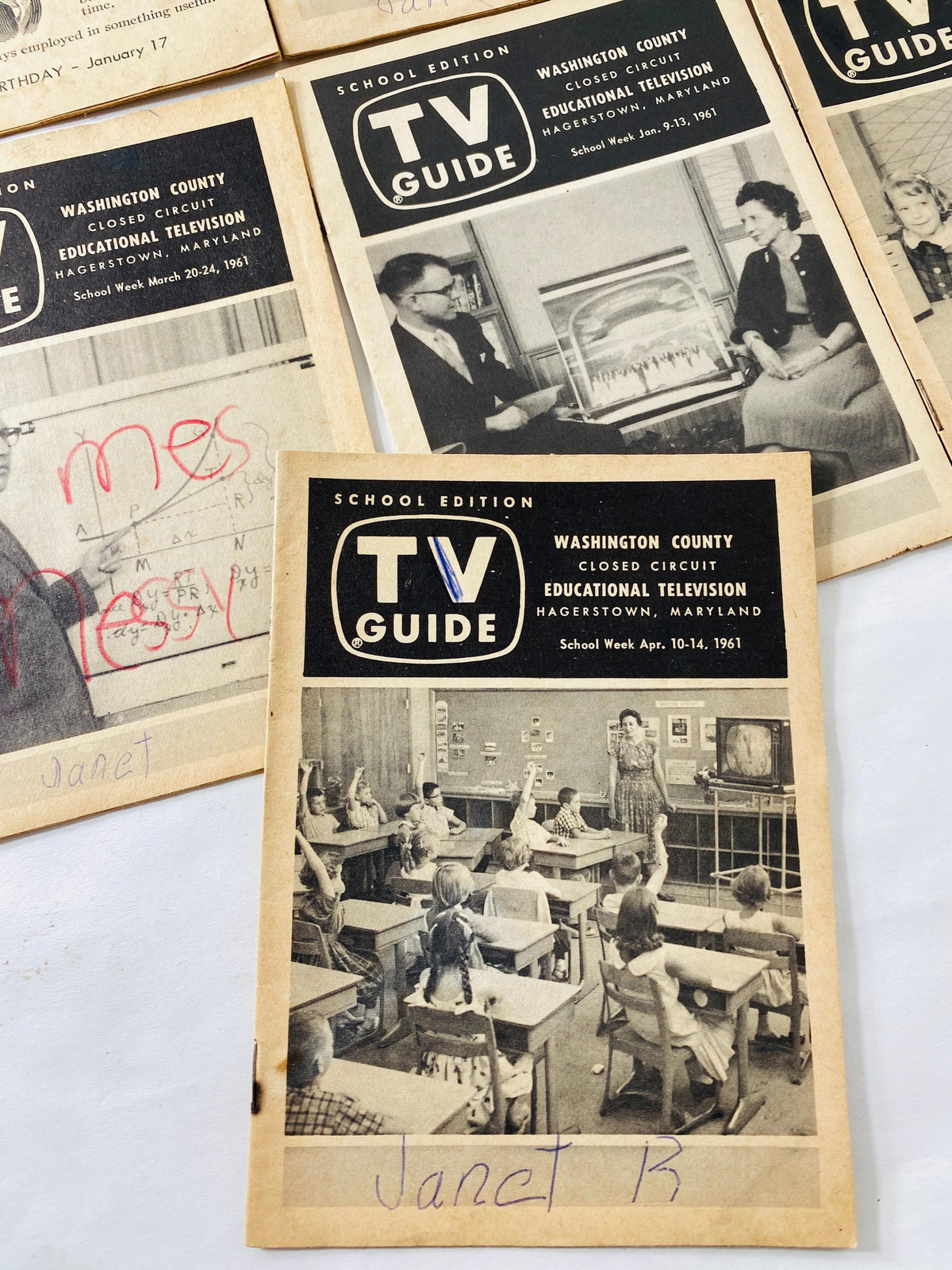 Rare 1960s Washington County MD Educational TV Guide Lot of 11 vintage booklets Hagerstown Maryland School Broadcast History Memorabilia