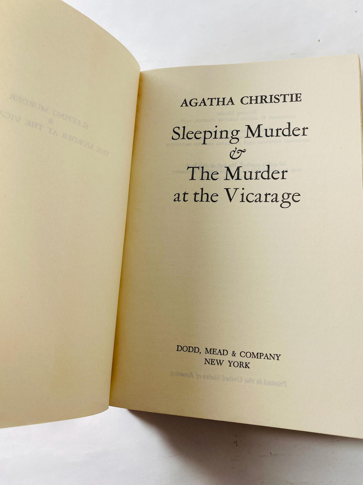 1958 Murder in the Vicarage vintage book by Agatha Christie Sleeping Murder