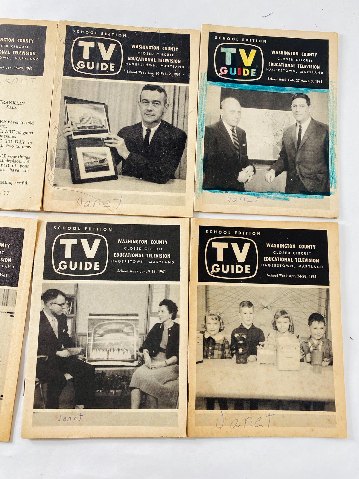 Rare 1960s Washington County MD Educational TV Guide Lot of 11 vintage booklets Hagerstown Maryland School Broadcast History Memorabilia