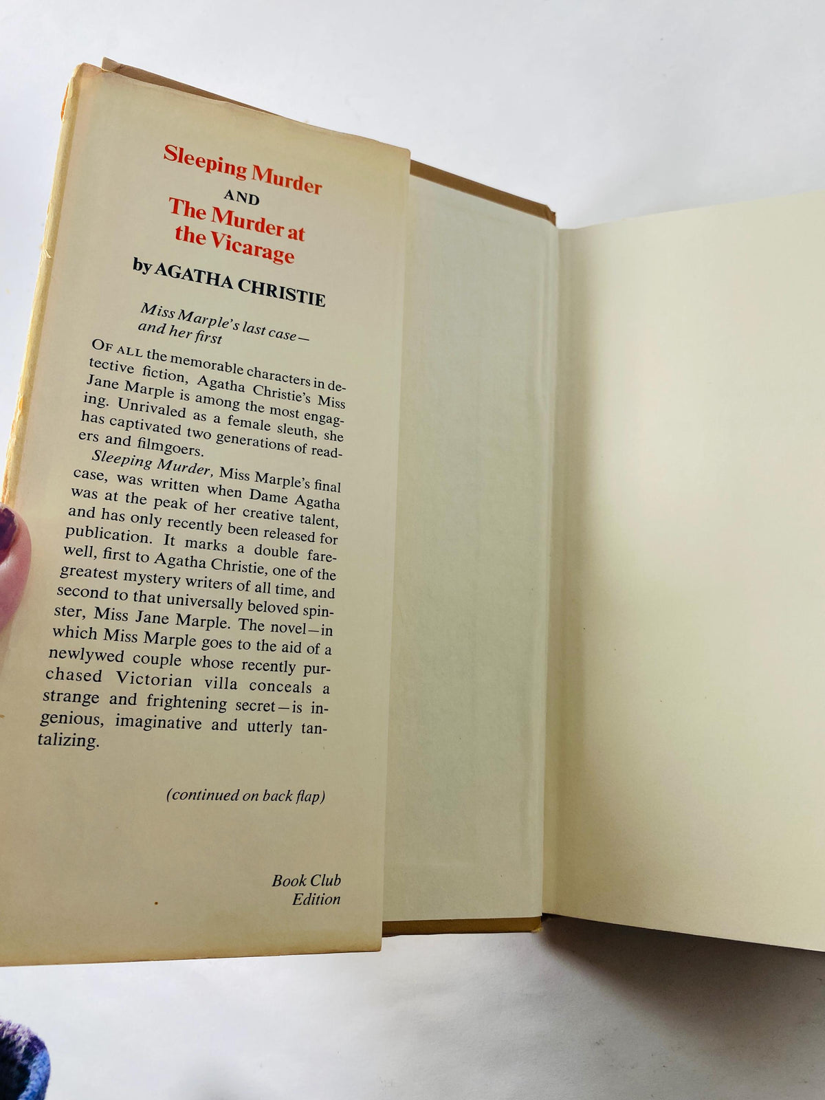 1958 Murder in the Vicarage vintage book by Agatha Christie Sleeping Murder