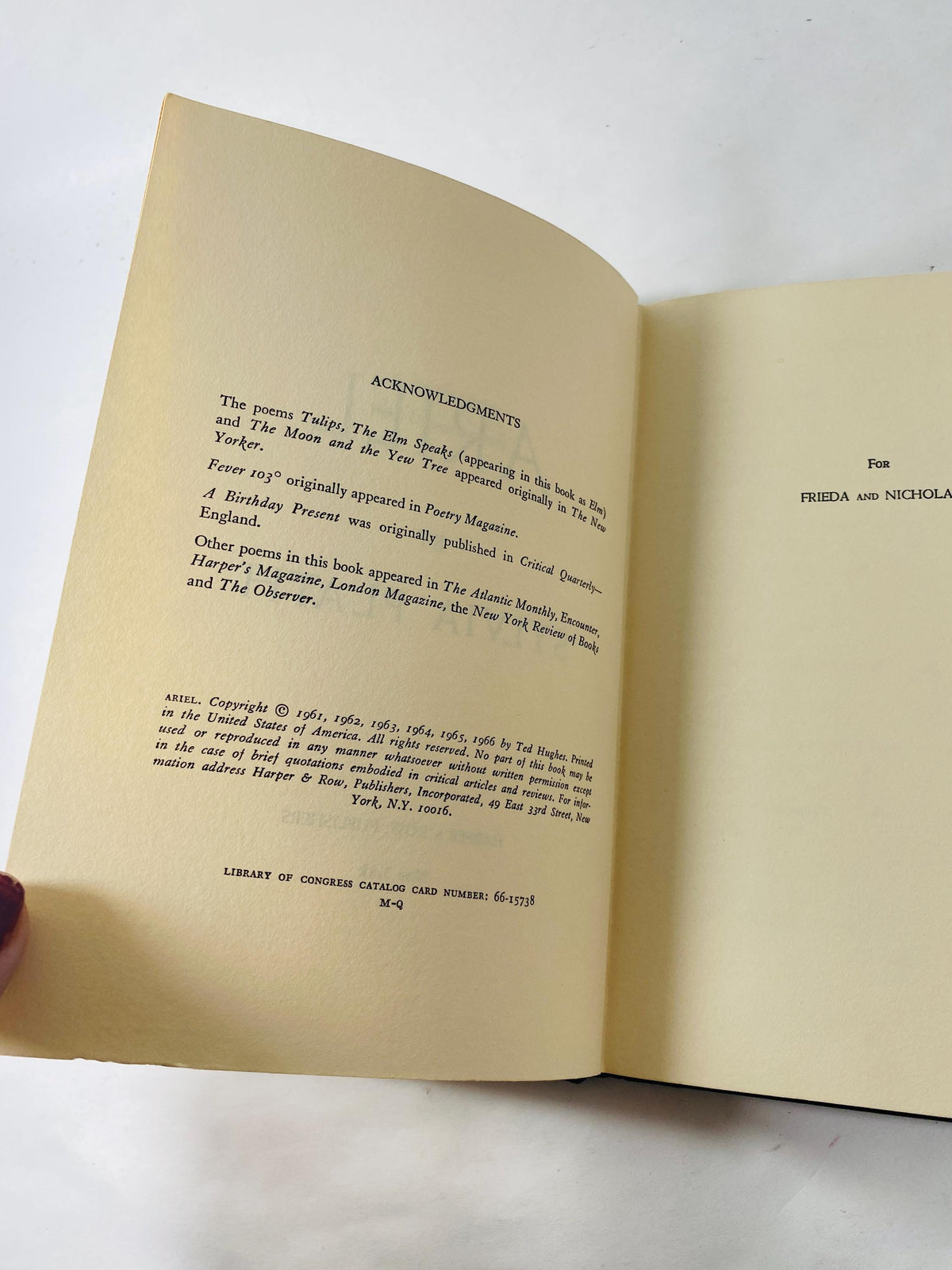 1966 Harper & Row EARLY US printing of Sylvia Plath’s historic posthumous masterpiece, Ariel. Poetry Christmas gift
