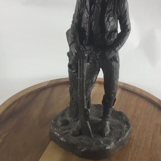 1982 Michael Garman SIGNED ceramic scultpure Vintage Cowboy Texas Western Americana home decor Yellowstone bookshelf hunting gift