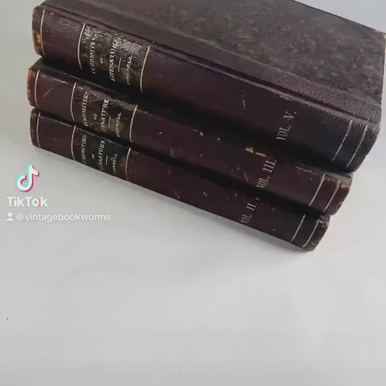 1823 Curiosities of Literature by Isaac Disraeli GORGEOUS brown full leather binding antique London book set vintage home decor