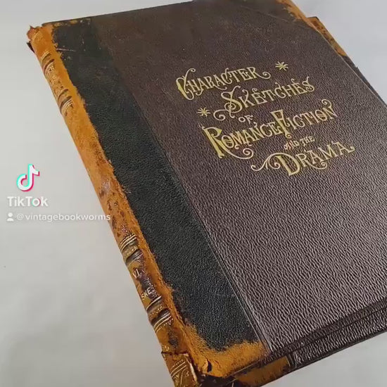 Antique book set Character Sketches of Romance Fiction and Drama FIRST EDITION 2 volumes vintage books home office decor
