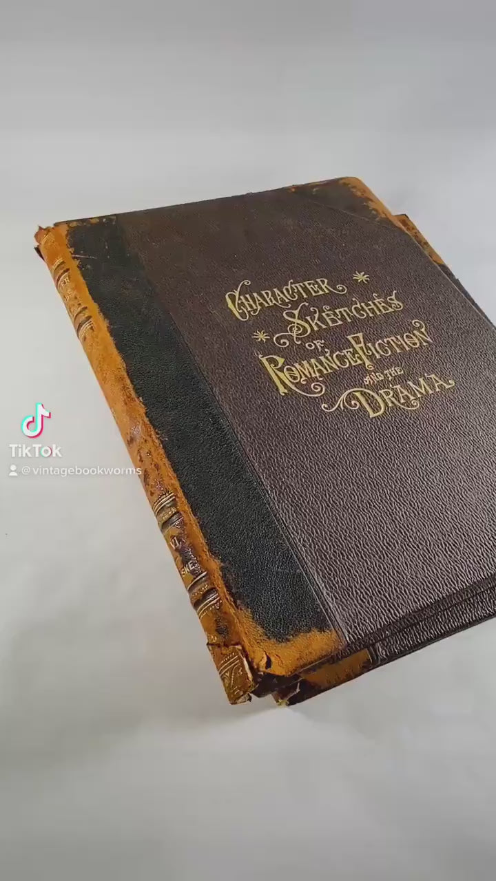 Antique book set Character Sketches of Romance Fiction and Drama FIRST EDITION 2 volumes vintage books home office decor