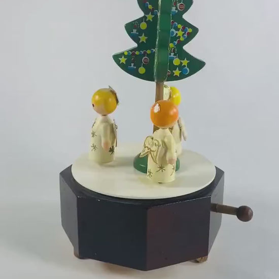 1960s BEAUTIFUL Christmas decor Silent Night Angels automated on carousel Made in Japan Schmid Bros Xmas nursery gift