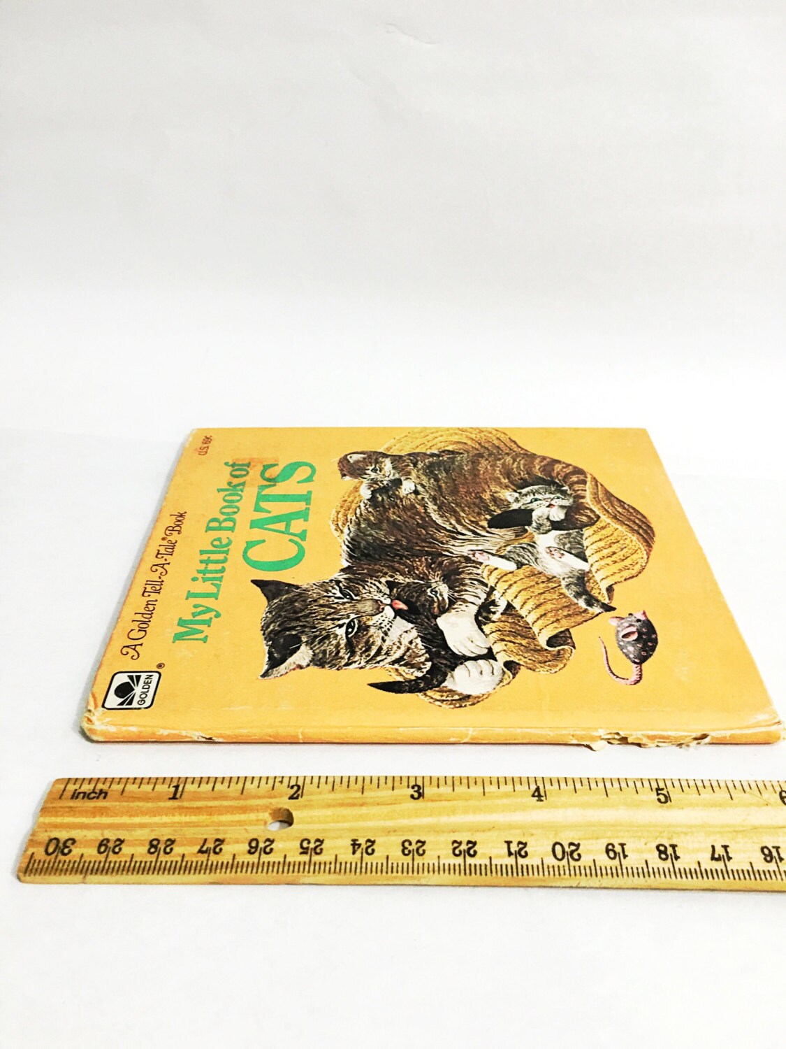1976 My Little Book of Cats Golden Tell a Tale Book Little Golden Book Yellow kitten kitty vintage children's book