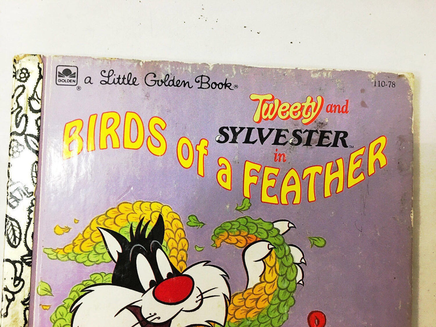 Tweety and Sylvester book Birds of a Feather Little Golden Book FIRST EDITION Children's at home reading Purple vintage Nursery Decor 1992