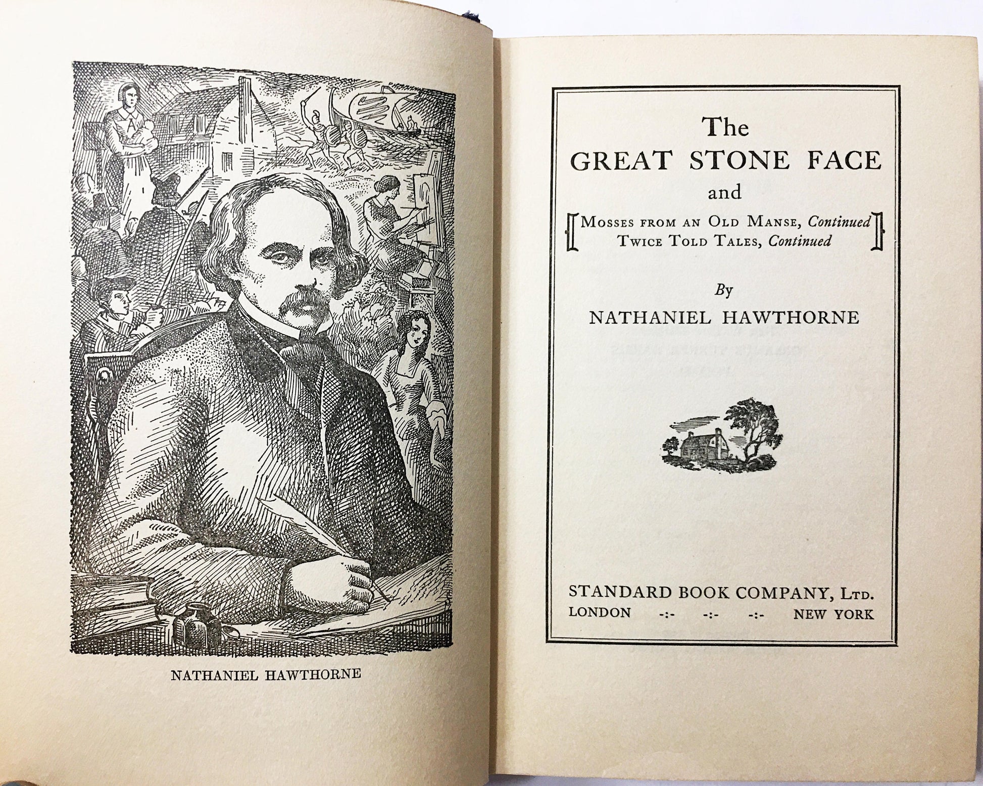 1931 vintage Nathaniel Hawthorne blue book Mosses From An Old Manse Great Stone Face Twice Told Tales