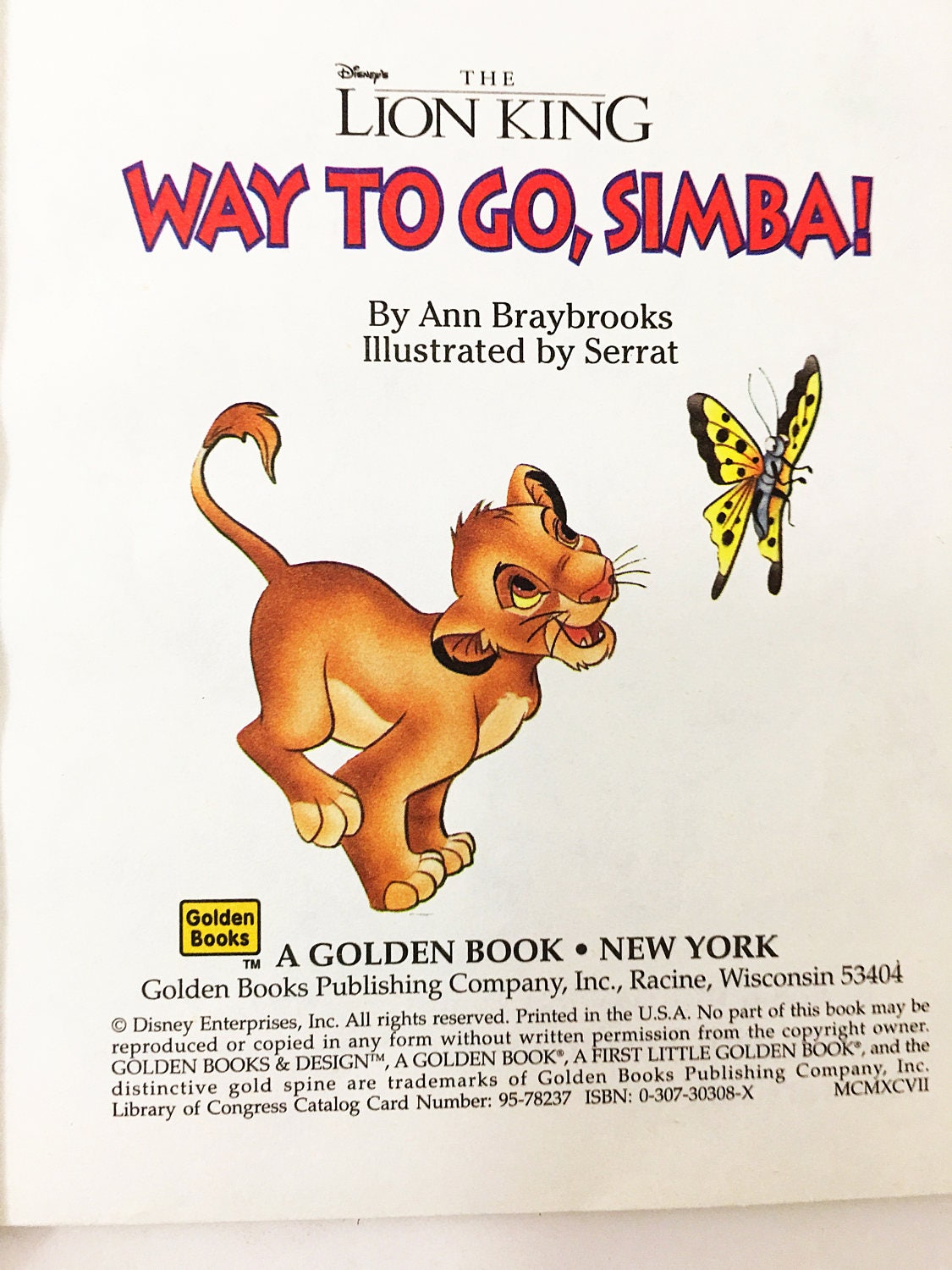Disney's The Lion King. Way to go, Simba! A First Little Golden Book. Walt Disney. First Edition circa 1995.