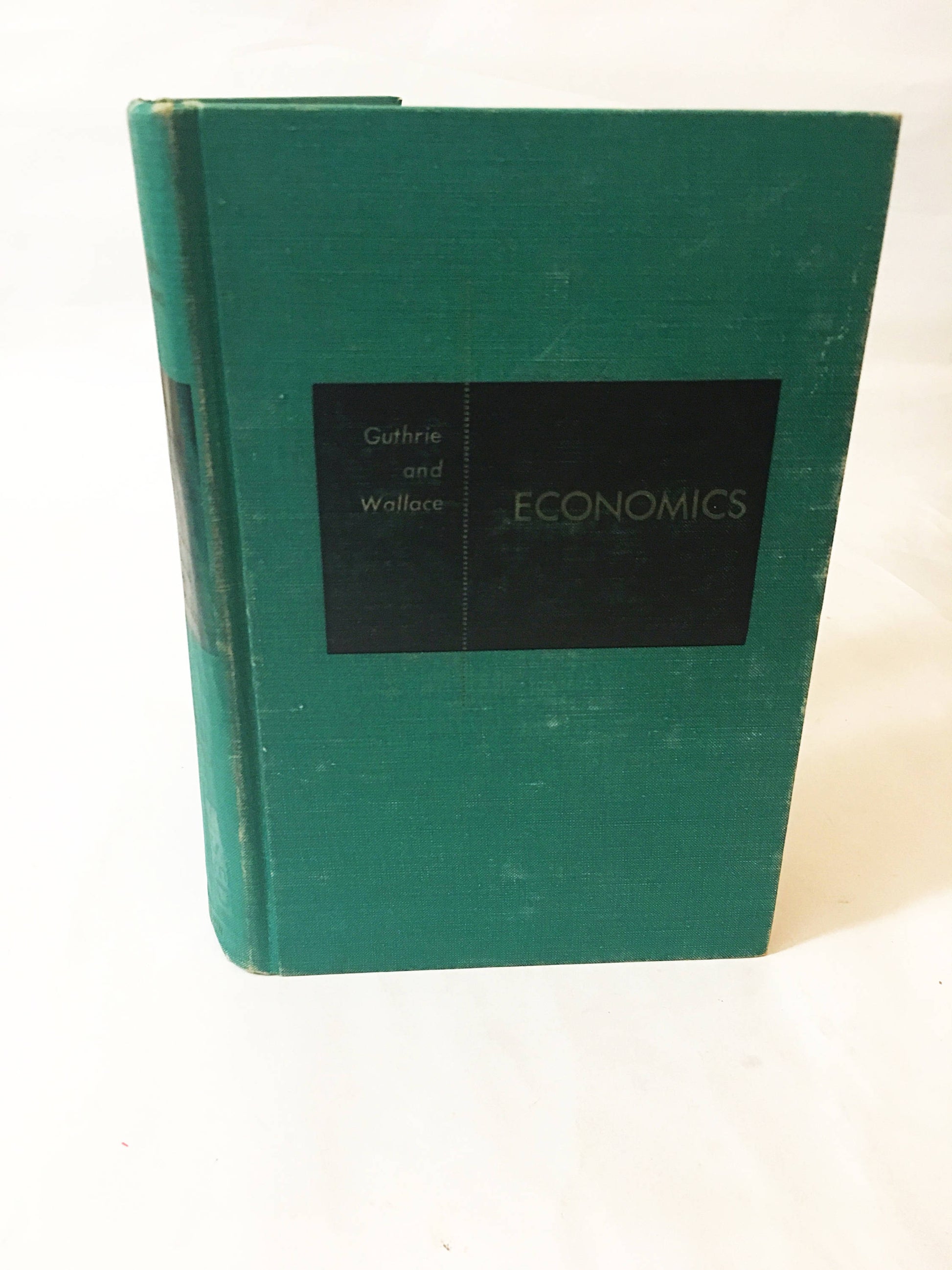 1965 Vintage Economics book by Guthrie and Robert Wallace. capitalism, politics. Free thinking. Prop set green decor