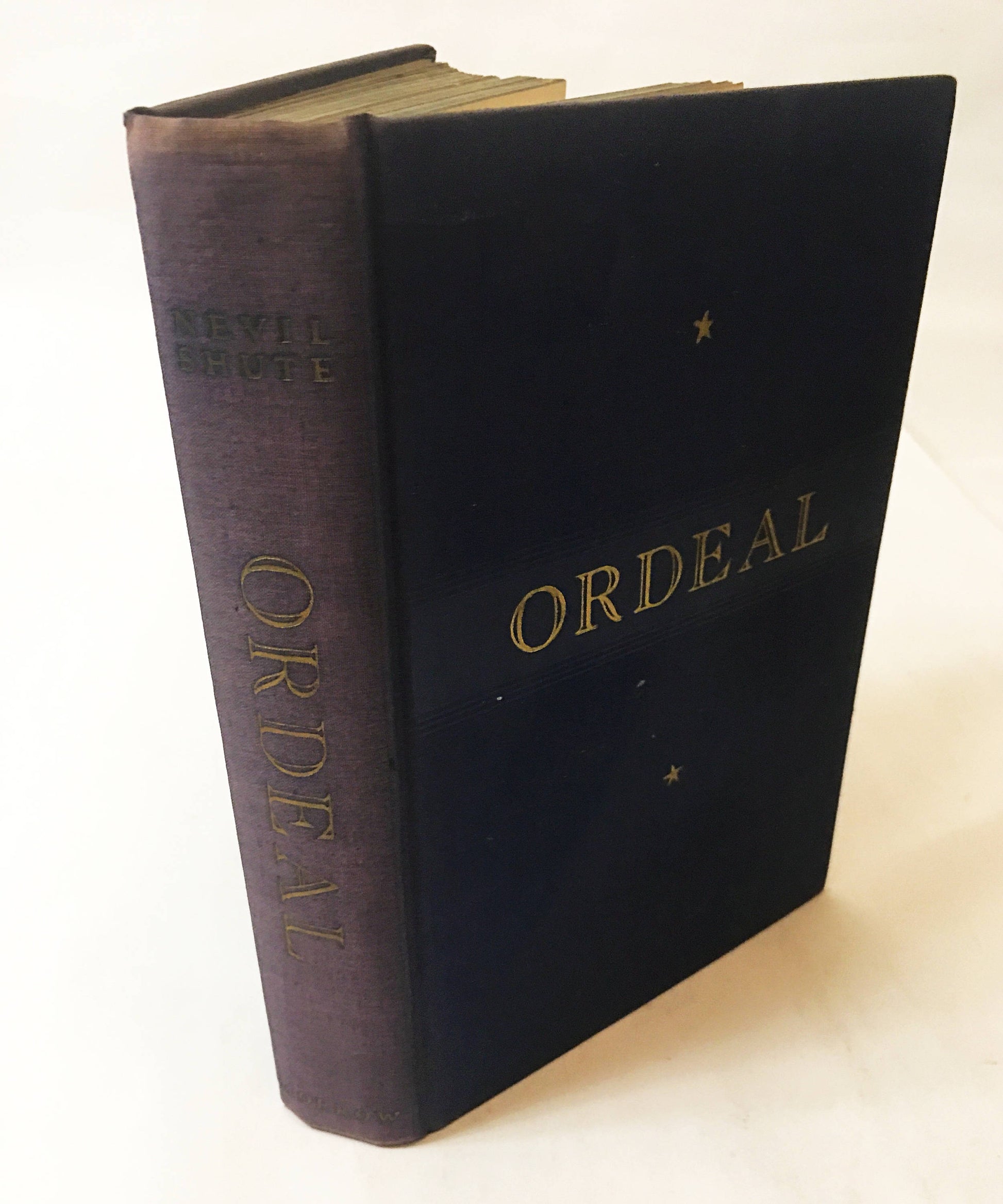 Ordeal by Nevil Shute FIRST EDITION vintage book circa 1939 Blue cloth covered boards Bombs and the world's new kind of war. Military