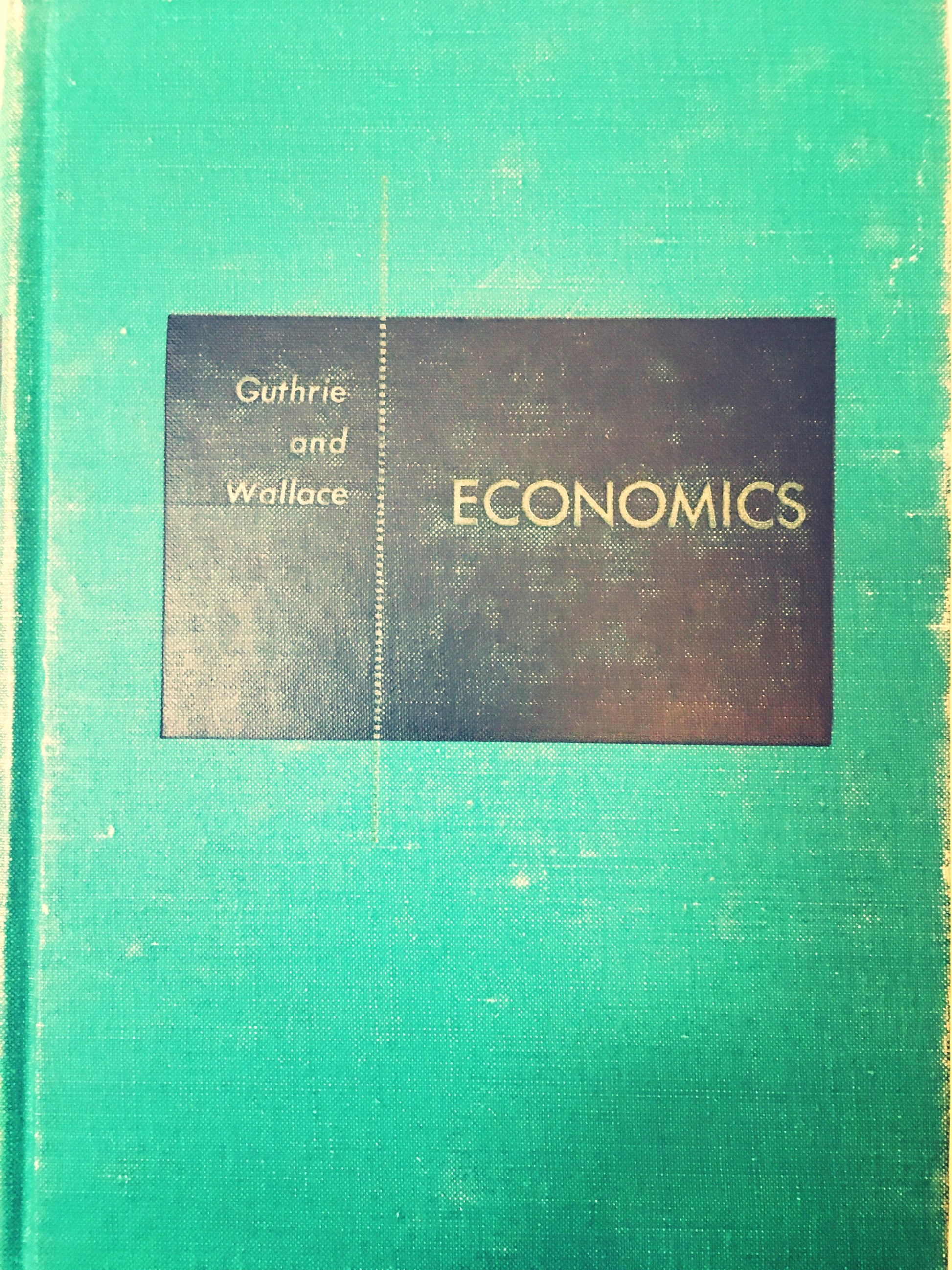 1965 Vintage Economics book by Guthrie and Robert Wallace. capitalism, politics. Free thinking. Prop set green decor