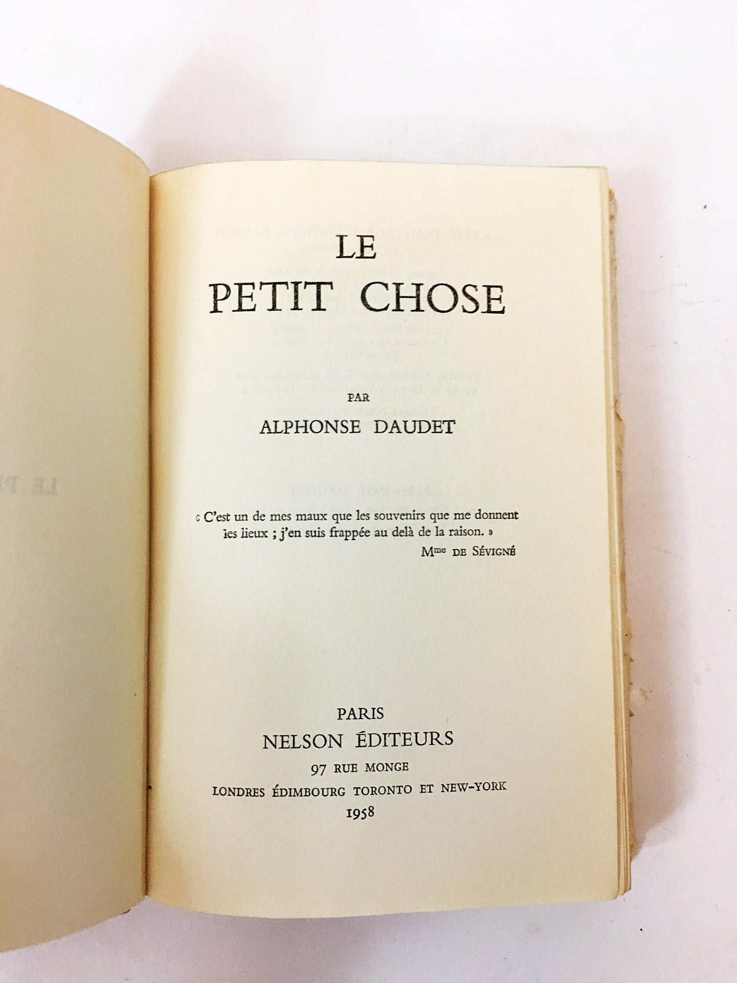 Le Petit Chose Vintage French book by Daudet Alphonse circa 1958. Autobiographical memoir Little Good-For-Nothing. White book decor. Gift