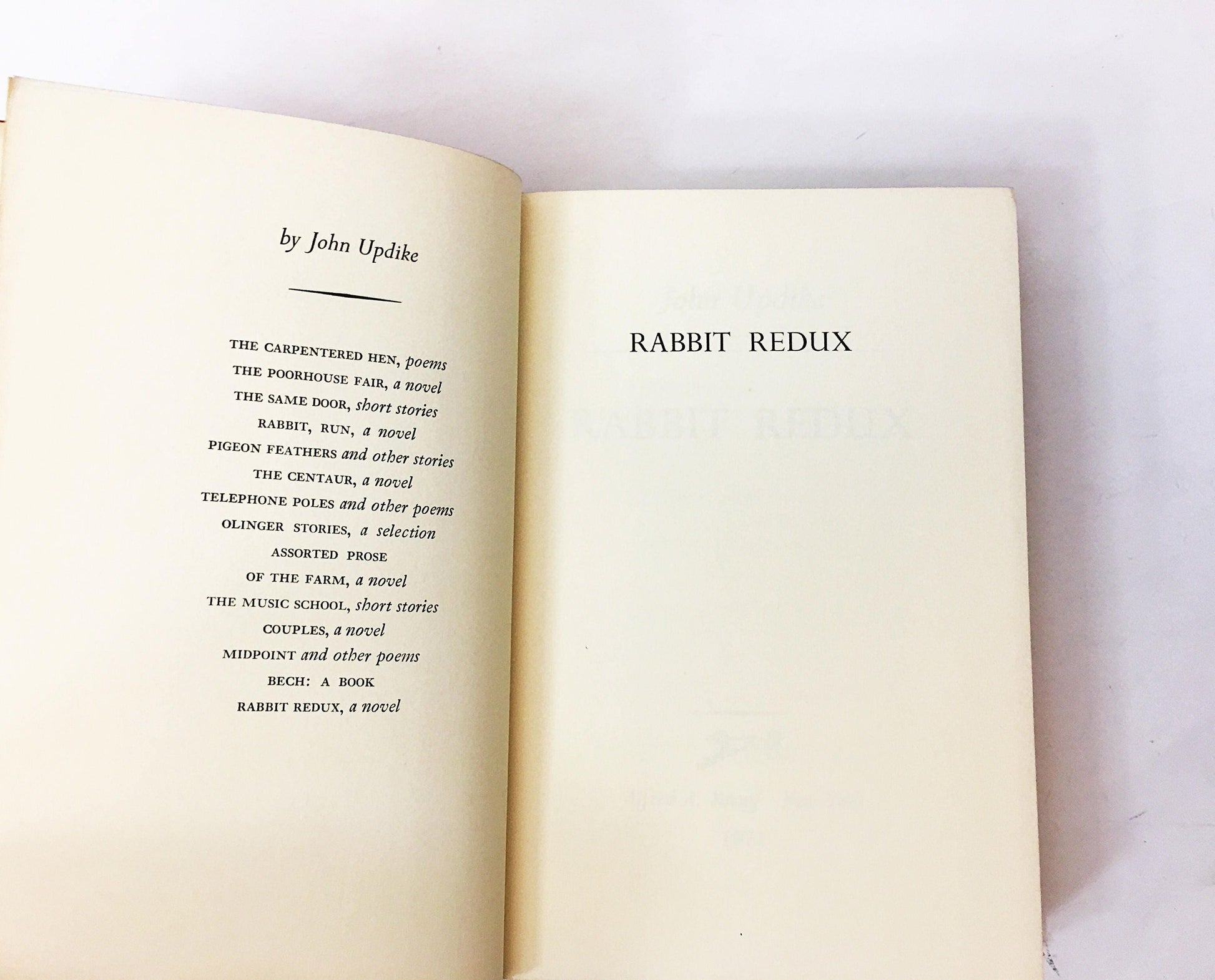 Rabbit Redux by John Updike. First Edition vintage book circa 1971. Spiritual quest of impulsive former athlete. Updike's Masterpiece. Gift
