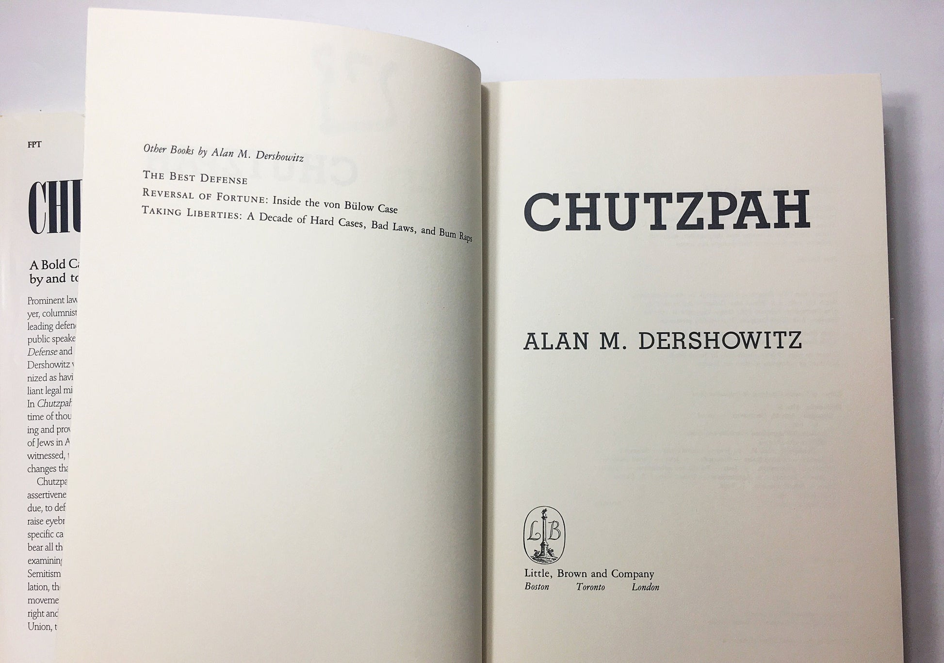 Chutzpah by Alan Dershowitz circa 1991. FIRST EDITION vintage book about expressing Judaism historically and today. Jewish identity. Gift