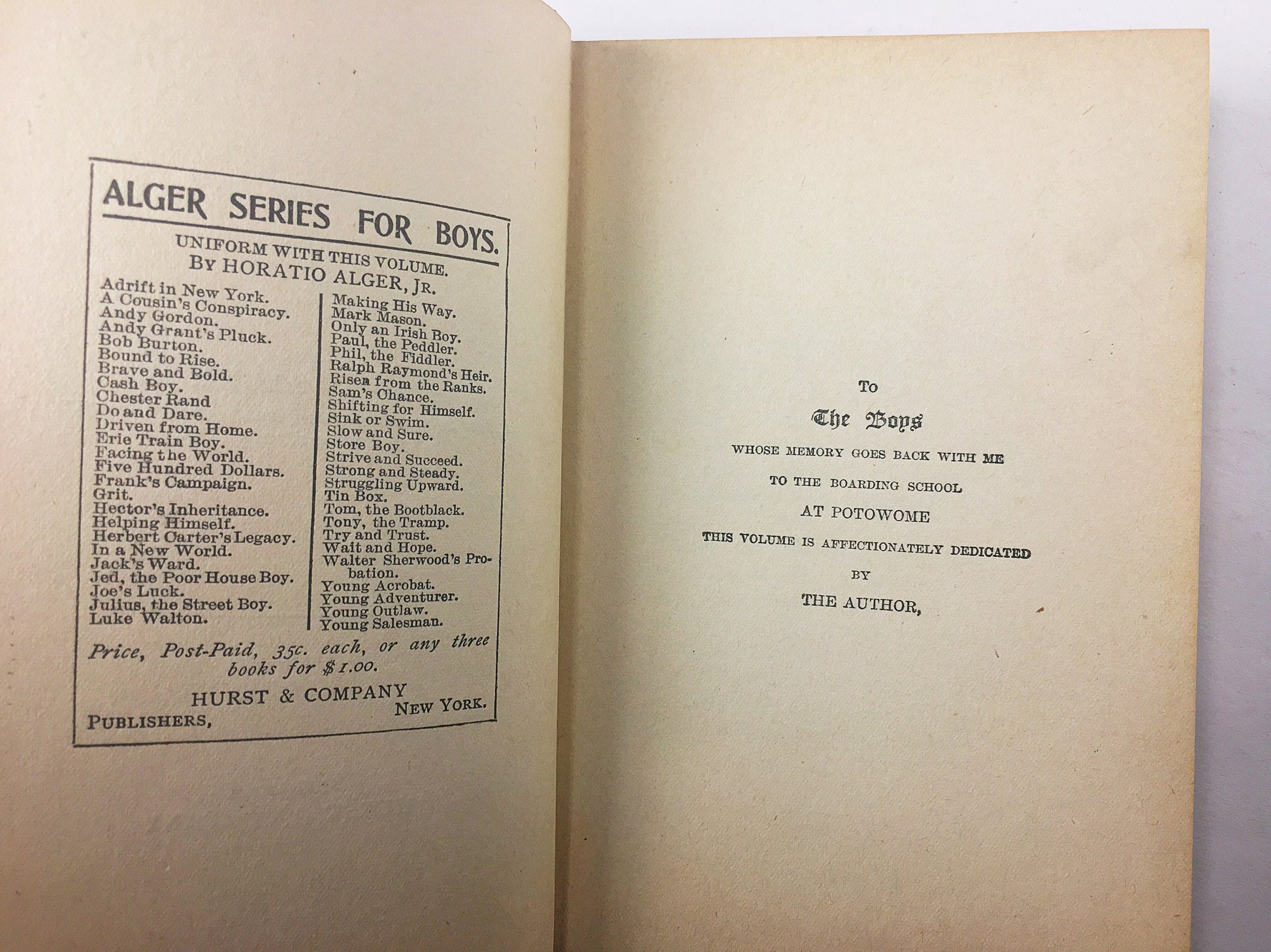 Horatio Alger 1901 Paul Prescott's Charge & Bound to Rise vintage book. Stories of the rise of impoverished boys antique bookshelf decor